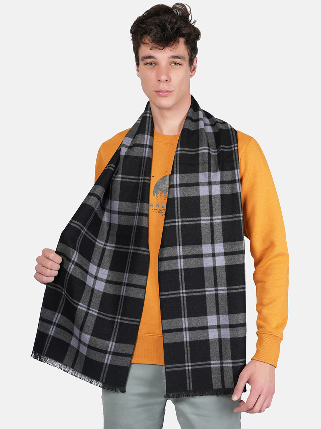 MUFFLY Checked Reversible Cashmere Wrap Muffler