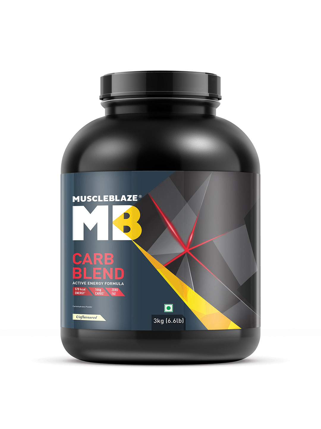 MuscleBlaze Carb Blend Powder with Active Energy Formula - Unflavoured - 3Kg