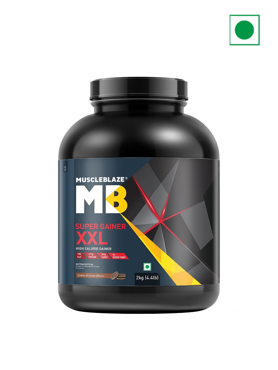 MuscleBlaze Super Gainer XXL High Calorie Cookies & Cream Flavour Gainer Powder - 2Kg