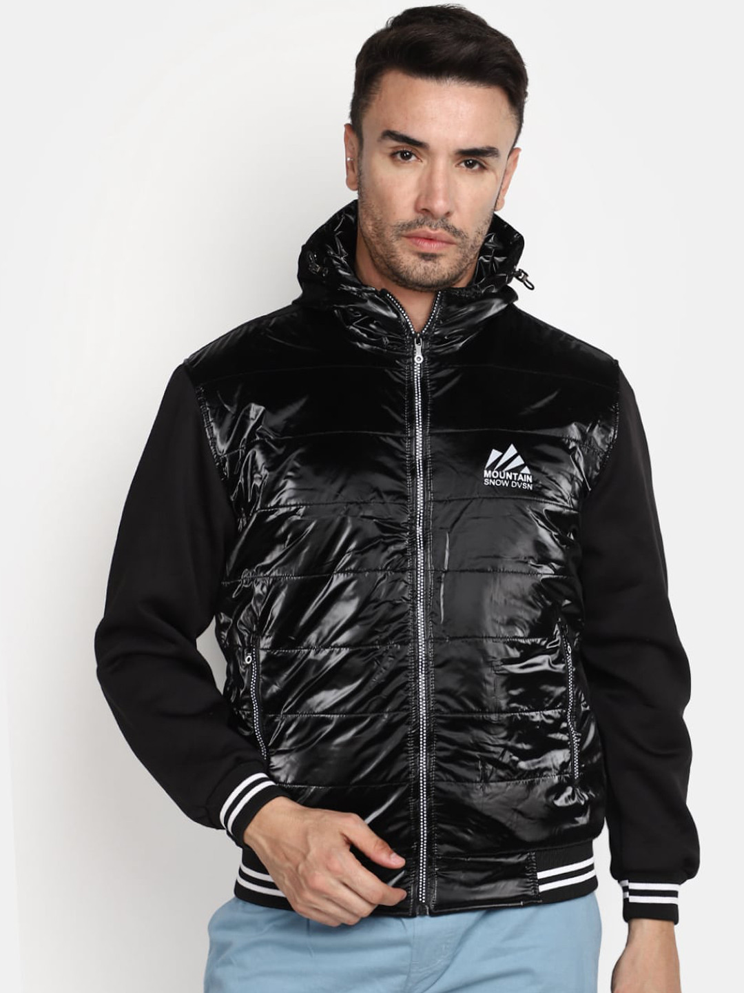 V-Mart Mock Collar Hooded Padded Jacket