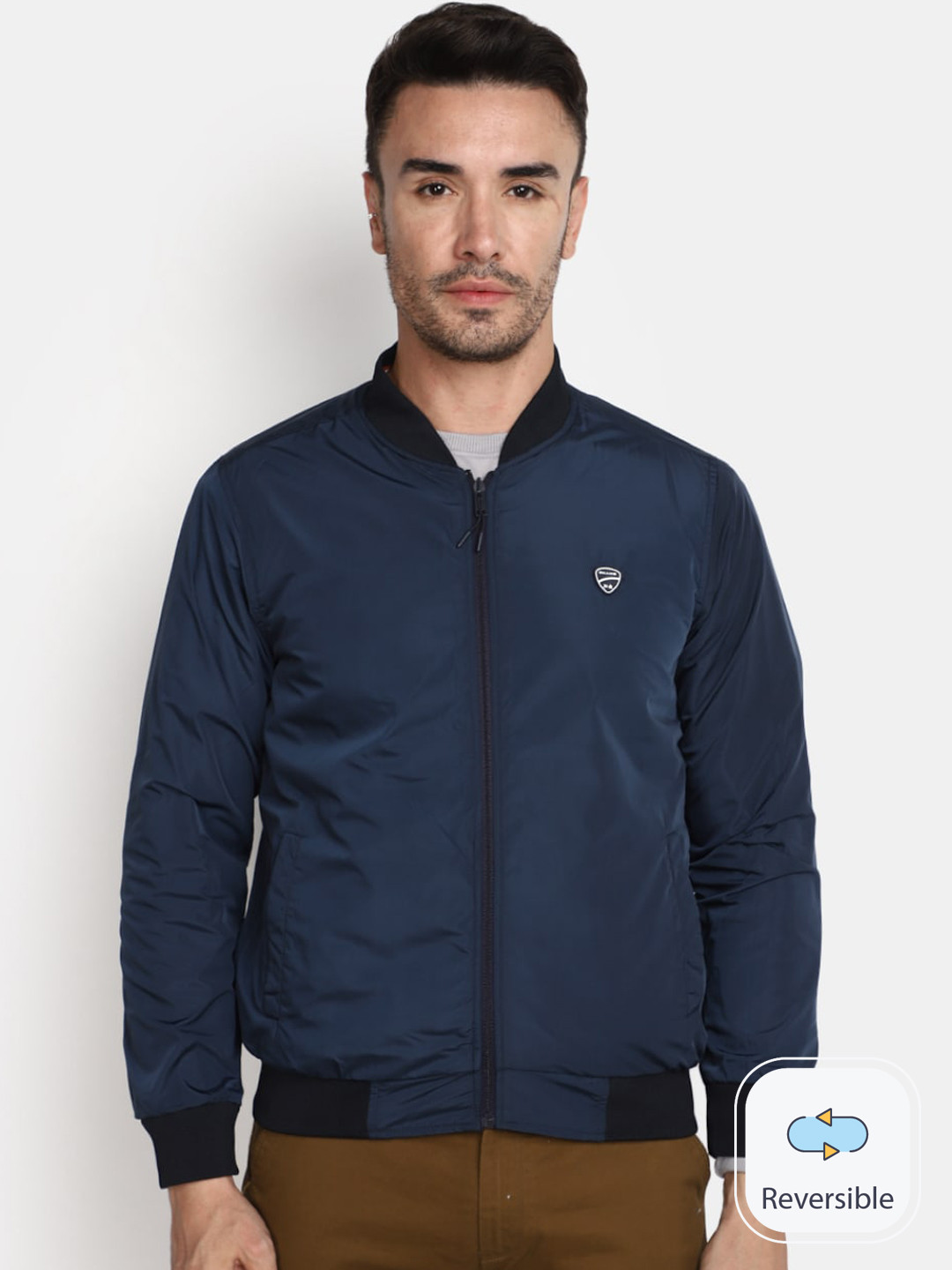 V-Mart Stand Collar Cotton Reversible Bomber Jacket