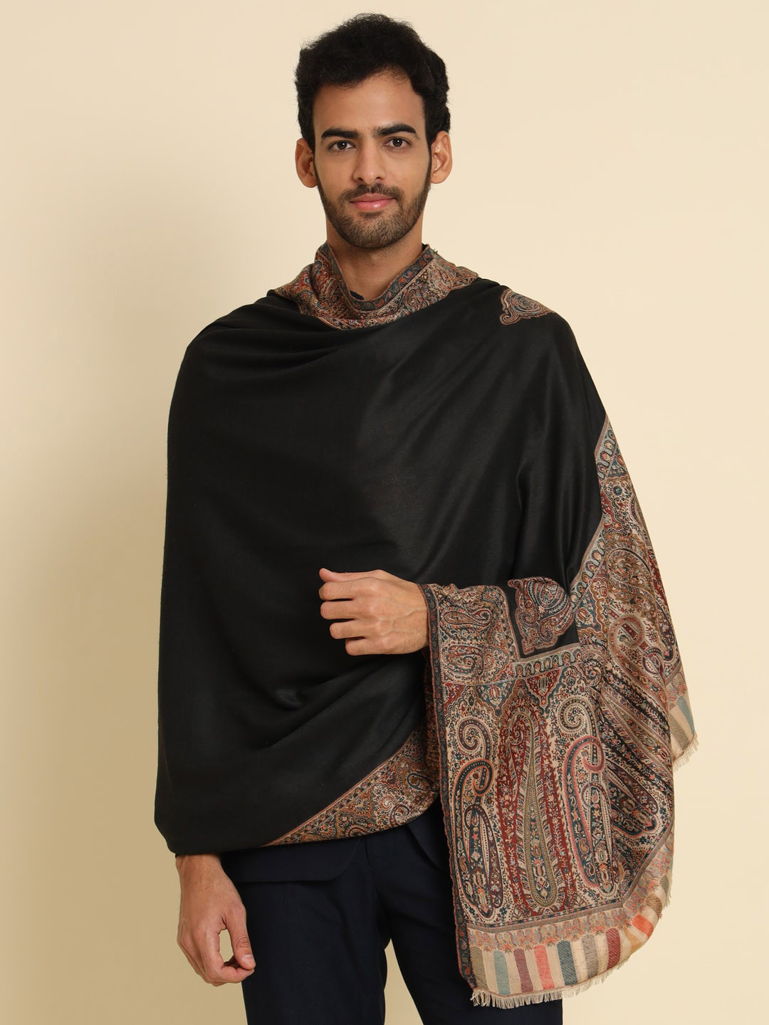 Zamour Men Woven Design Kashmiri Kani Shawl