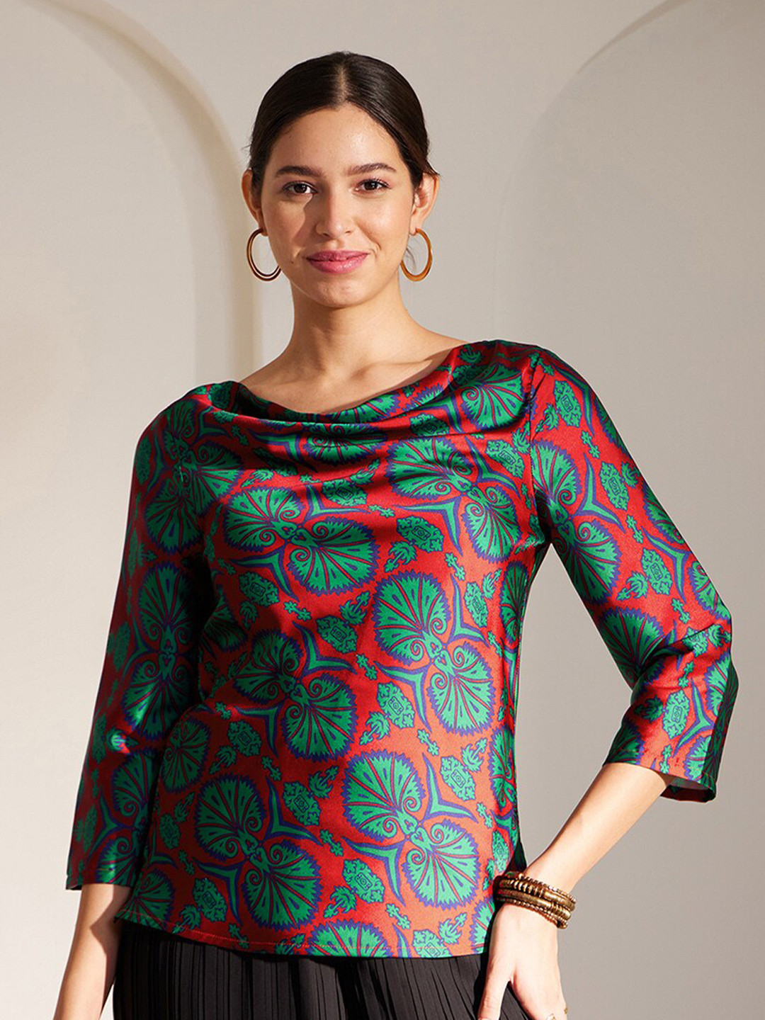 Pink Fort Floral Printed Satin Top