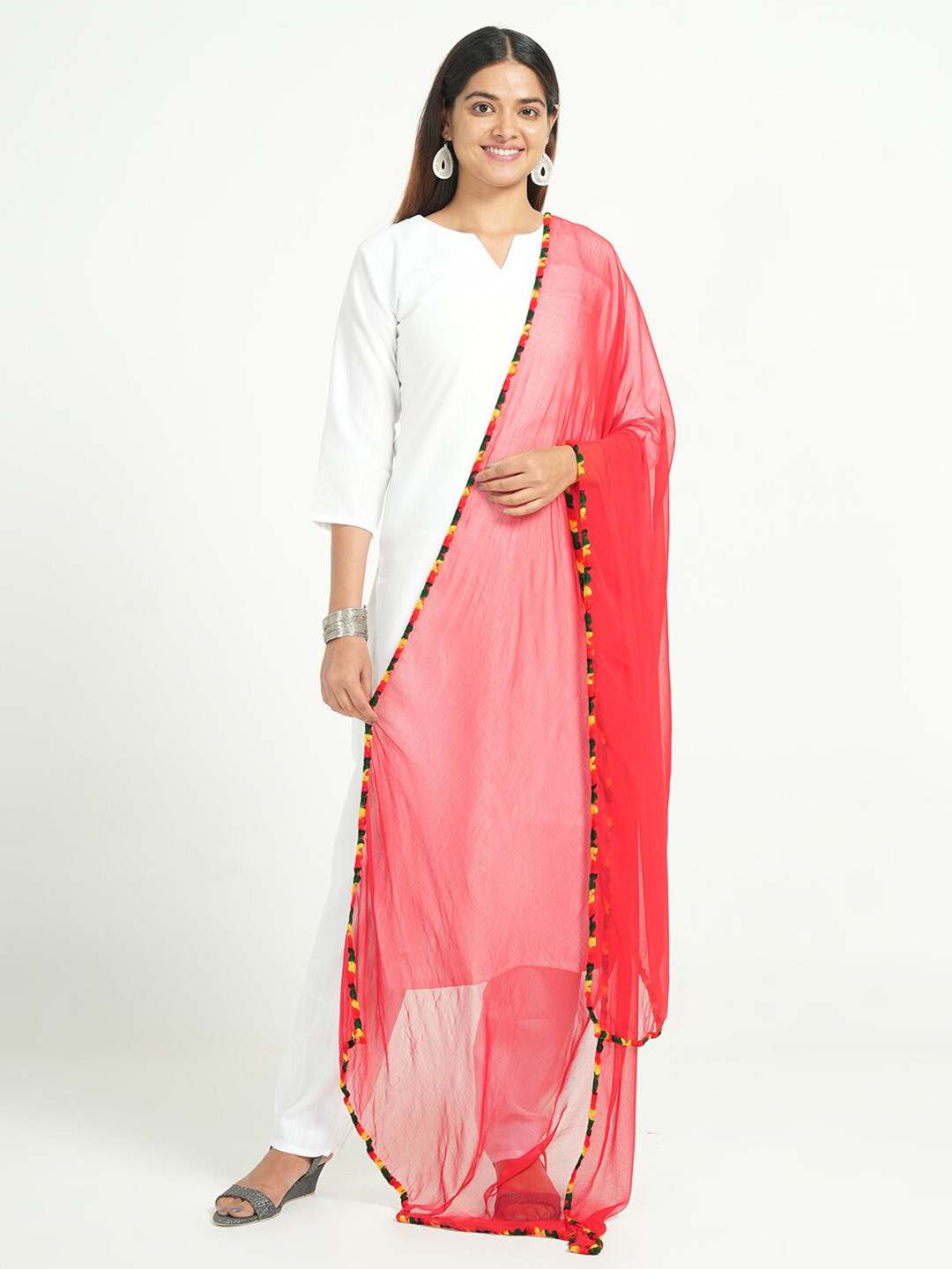 HELLA FASHIONS Chiffon Dupatta With Taping Border