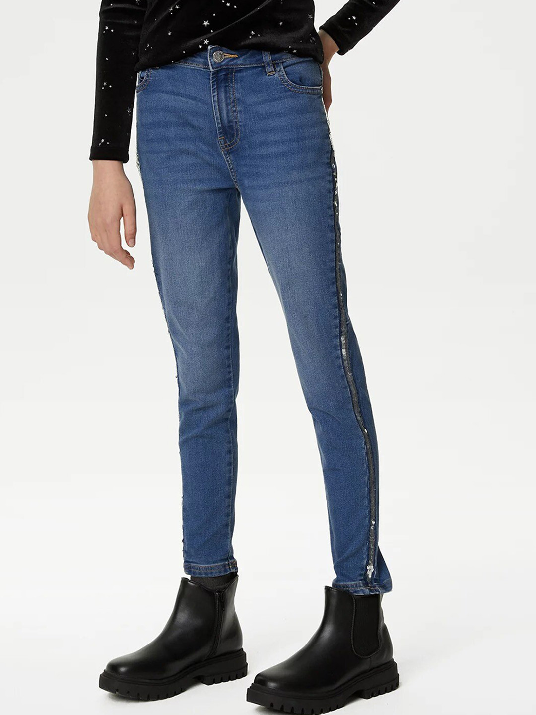 Marks & Spencer Girls Low Distress Heavy Fade Stretchable Jeans