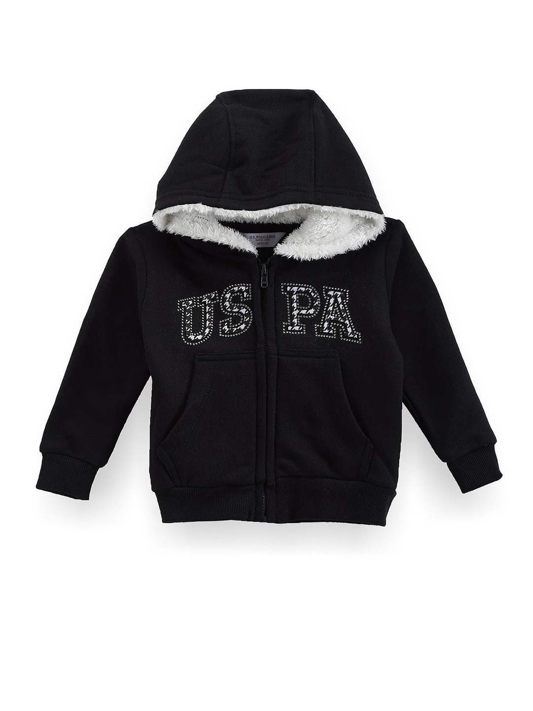 U.S. Polo Assn. Kids Girls Printed Front-Open Sweatshirt