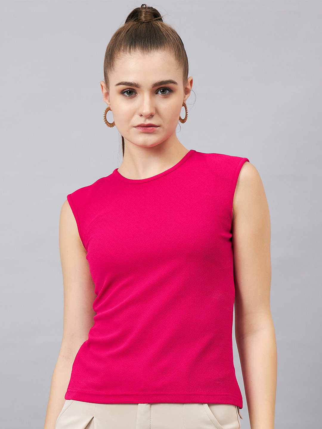 Chemistry Round Neck Sleeveless Fitted Top
