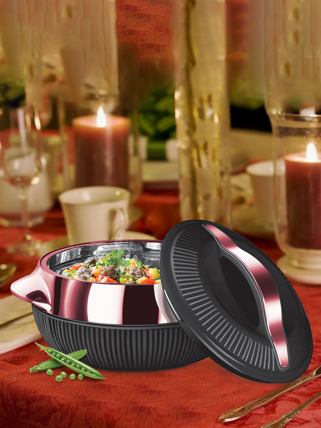 Milton Fiesta Jr. 3 Pieces Black & Rose Gold Insulated Inner Stainless Steel Casserole