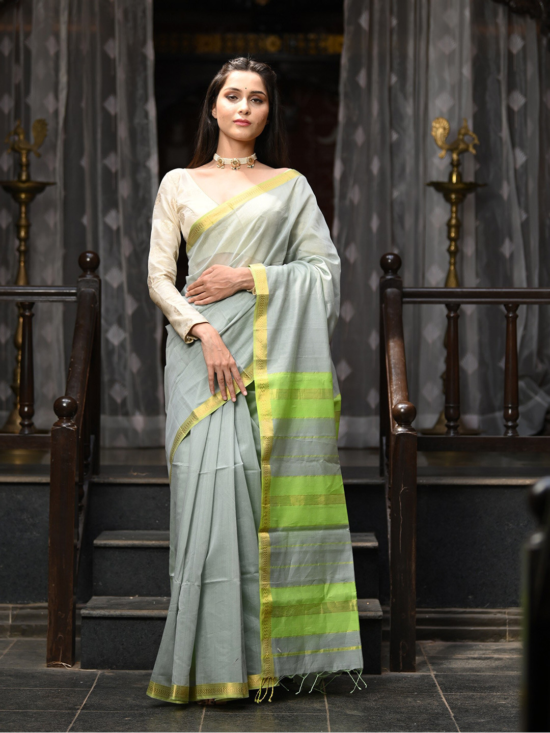 Very Much Indian Zari Silk Cotton Maheshwari Saree