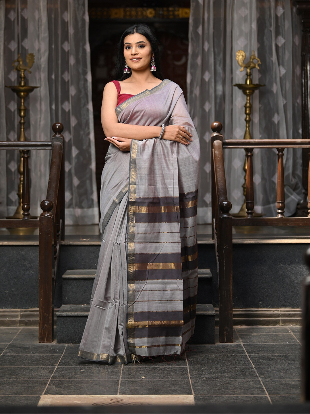 Very Much Indian Zari Silk Cotton Maheshwari Saree
