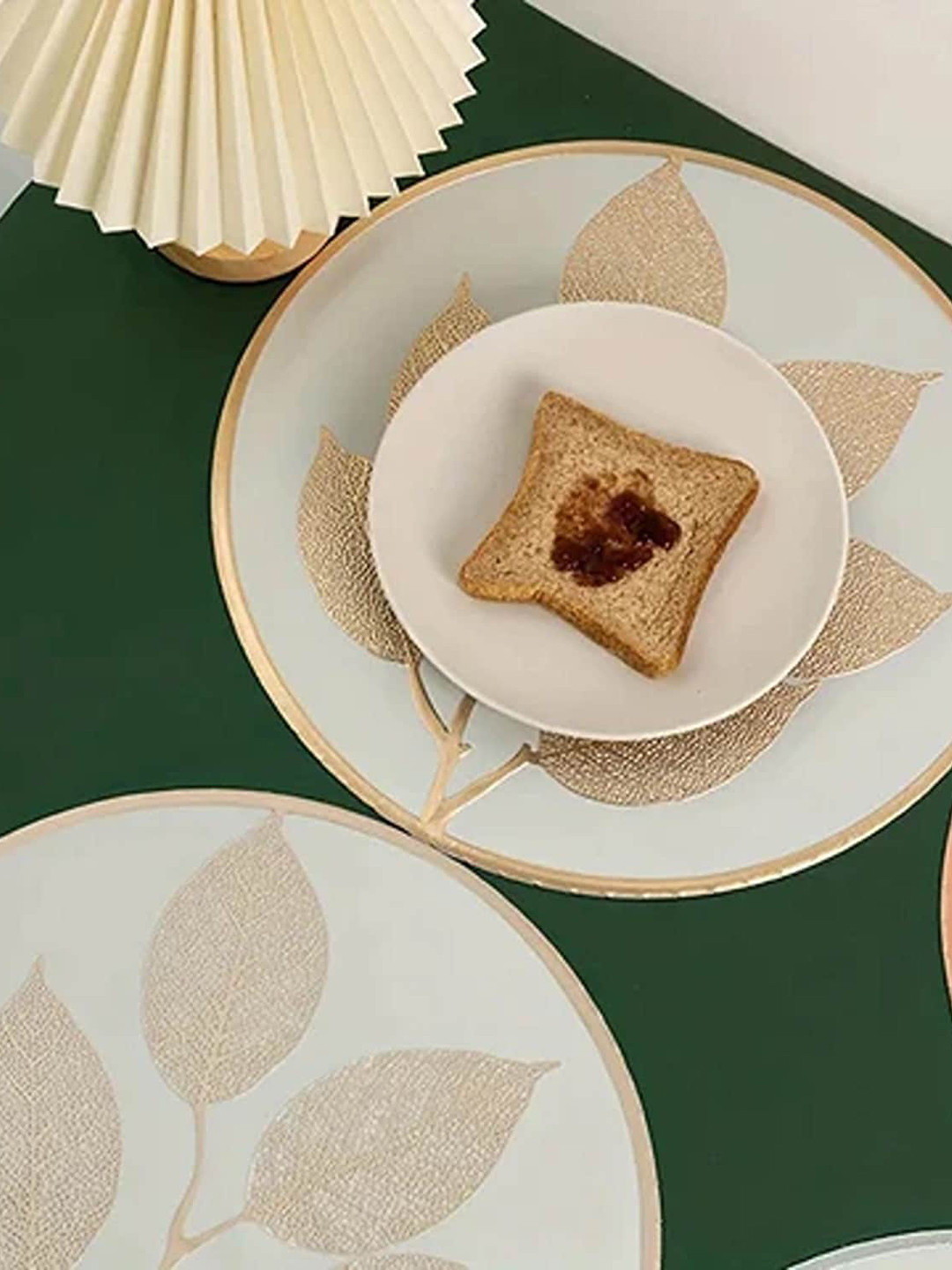 Dakshya Industries Beige 2 Pieces Botonical Design Round Table Placemats