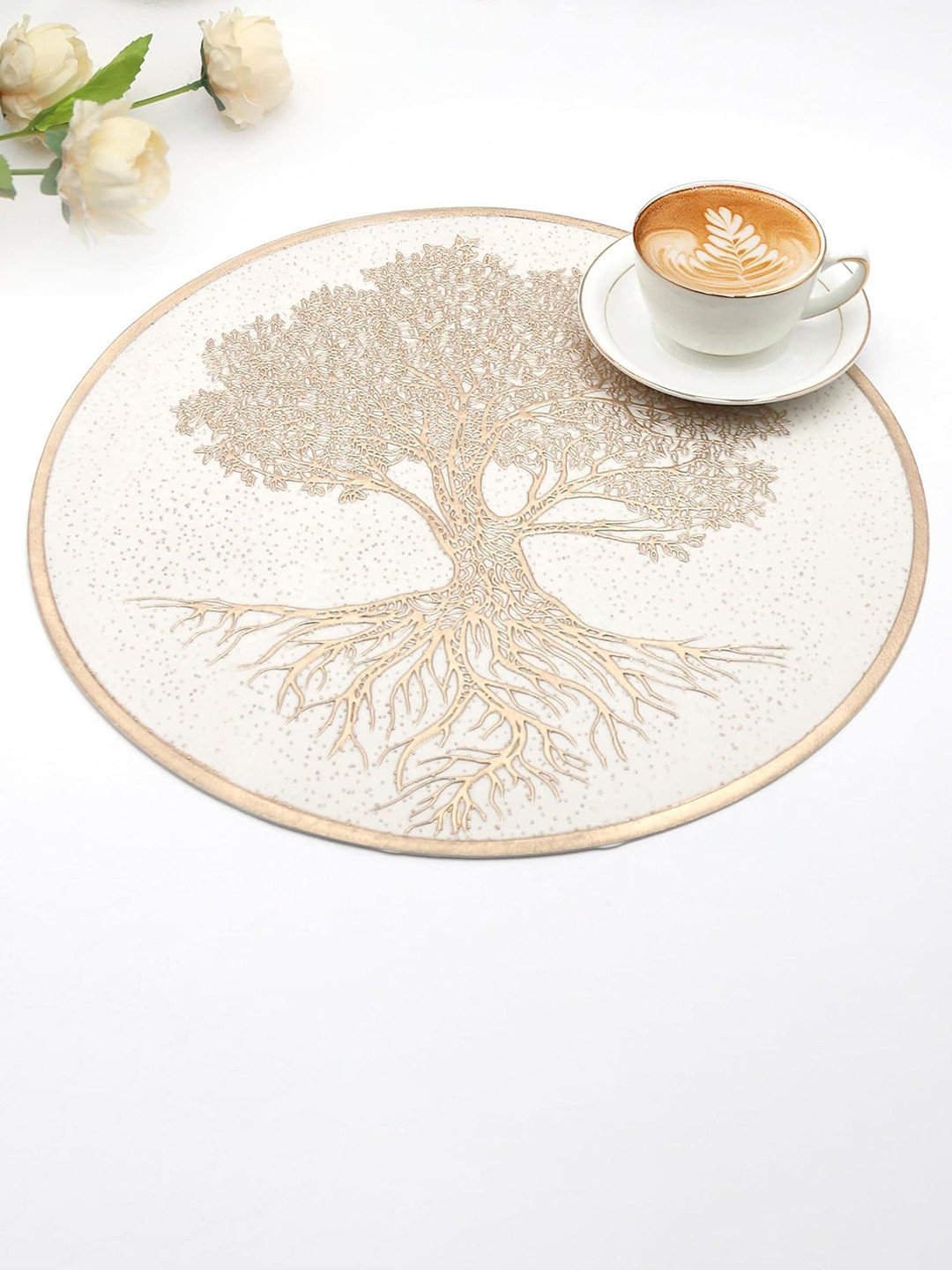 Dakshya Industries Yellow 2-Pieces Round Kitchen Table Placemats