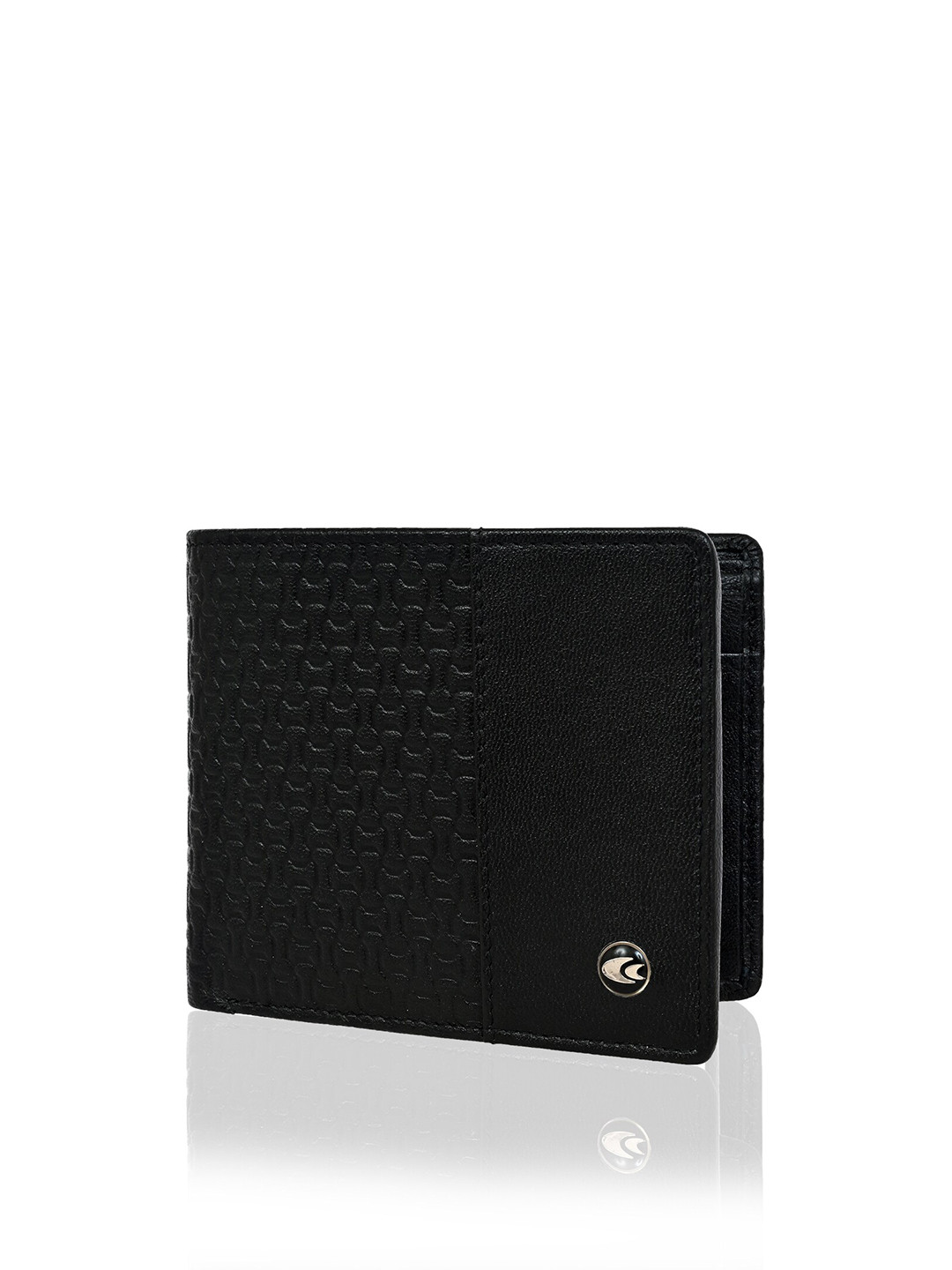 Allen Cooper Men Geometric Textured Leather Two Fold Wallet