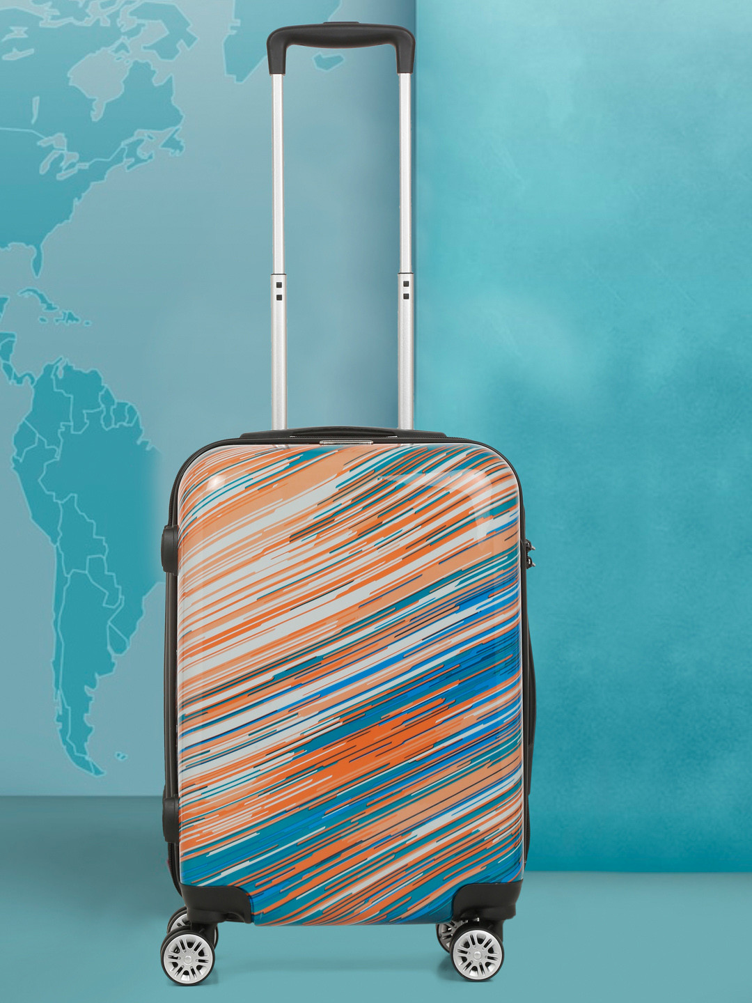 Teakwood Leathers Linear Printed Hard Cabin Trolley Bag 32.2 L