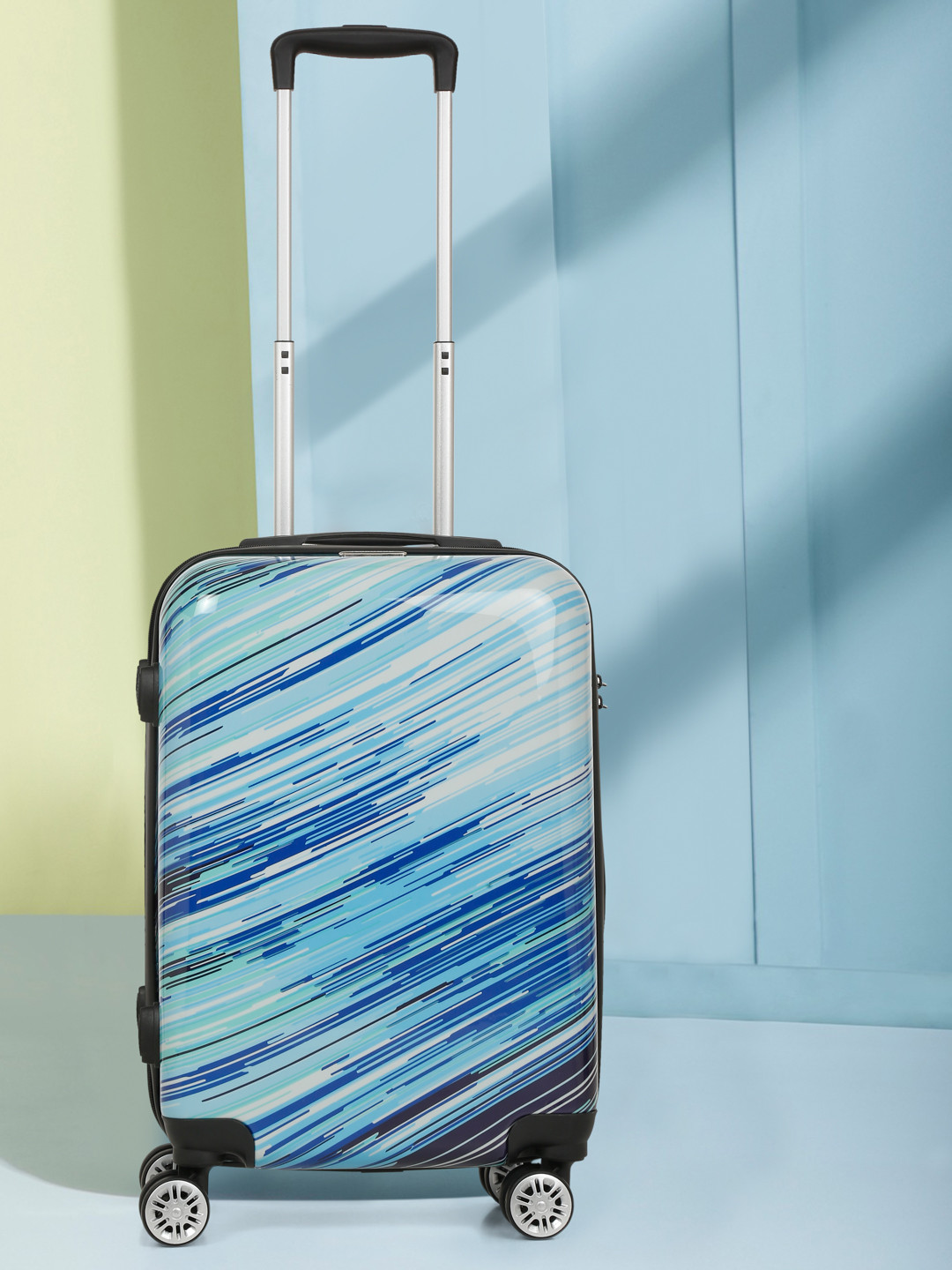 Teakwood Leathers Linear Printed Hard Cabin Trolley Bag 32.2 L