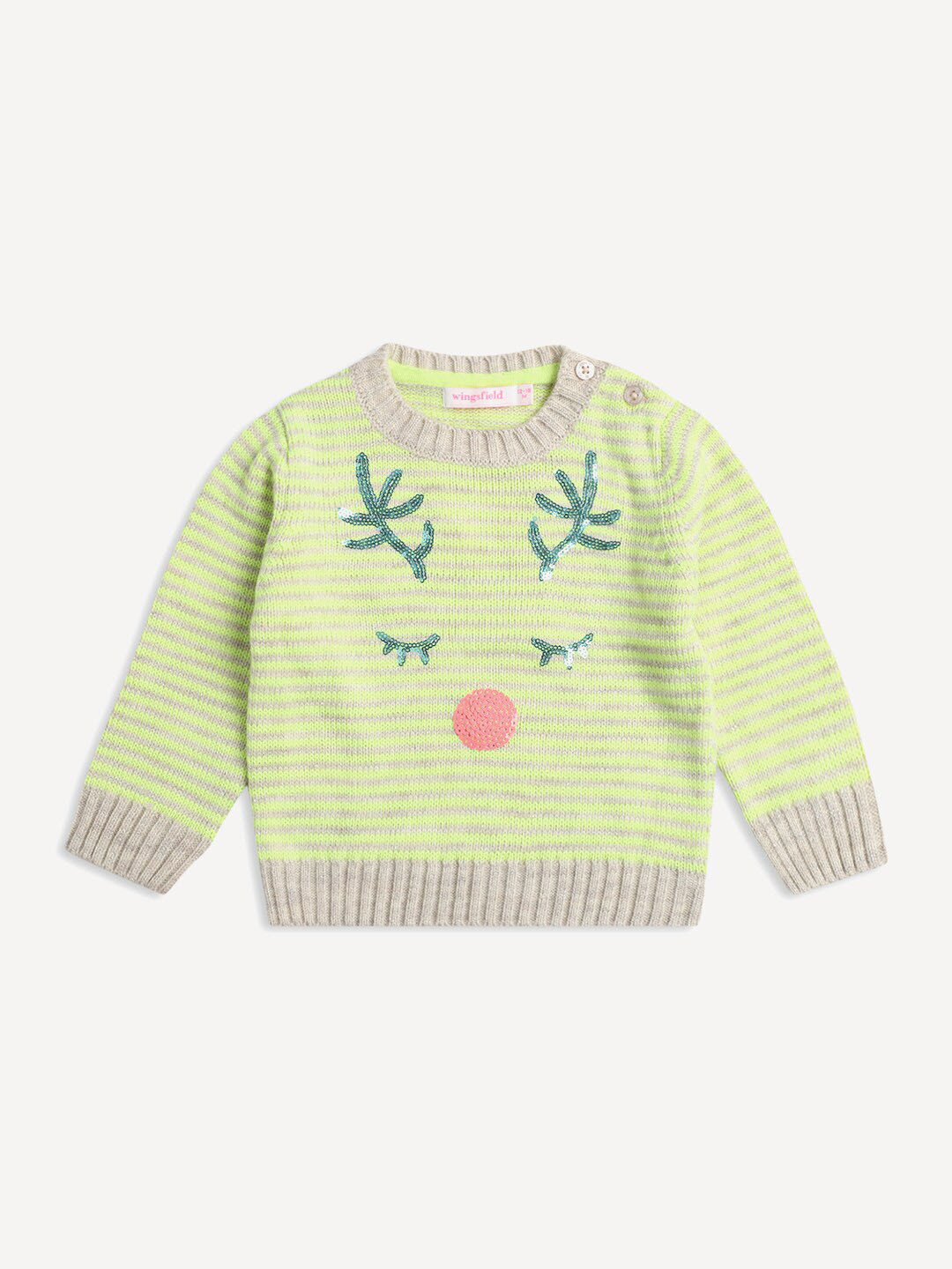 Wingsfield Girls Striped Acrylic Pullover With Sequinned Detail