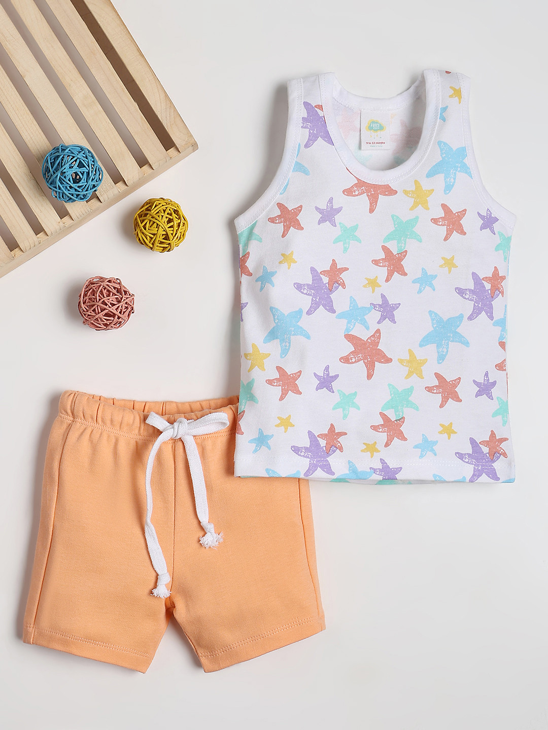 Fancy Fluff Boys Printed Sleeveless Top With Shorts