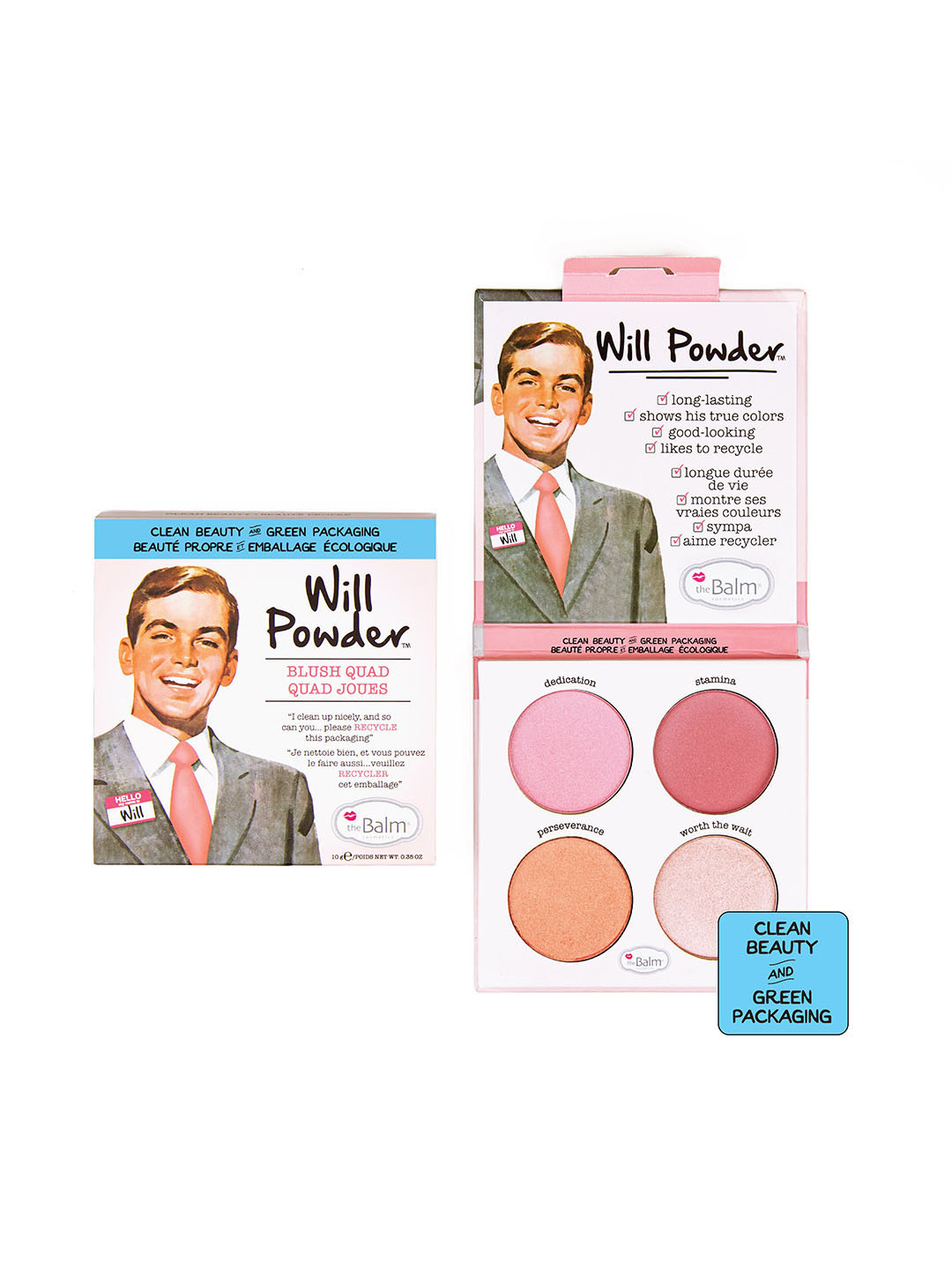 The Balm Long-Lasting Will Powder Blush Quad With Jojoba & Grapeseed Oil - 10g