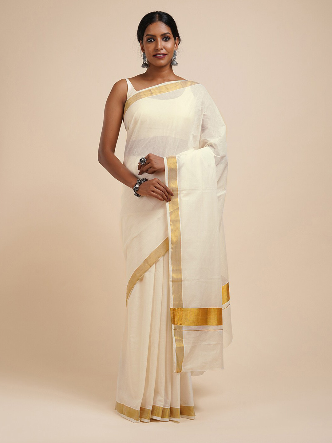 TEEJH Zari Cotton Kasavu Saree