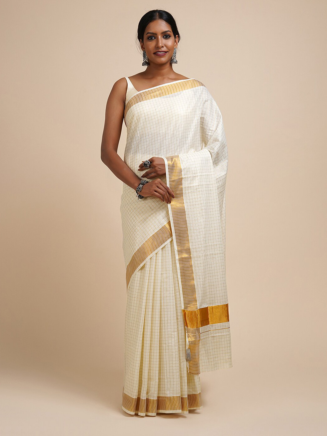 TEEJH Zari Cotton Kasavu Saree