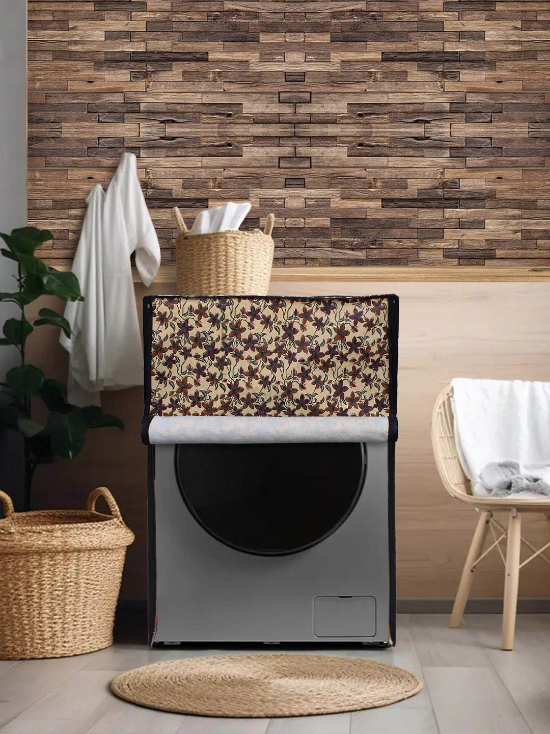 DREAM CARE Brown Printed Dustproof Washing Machine Cover