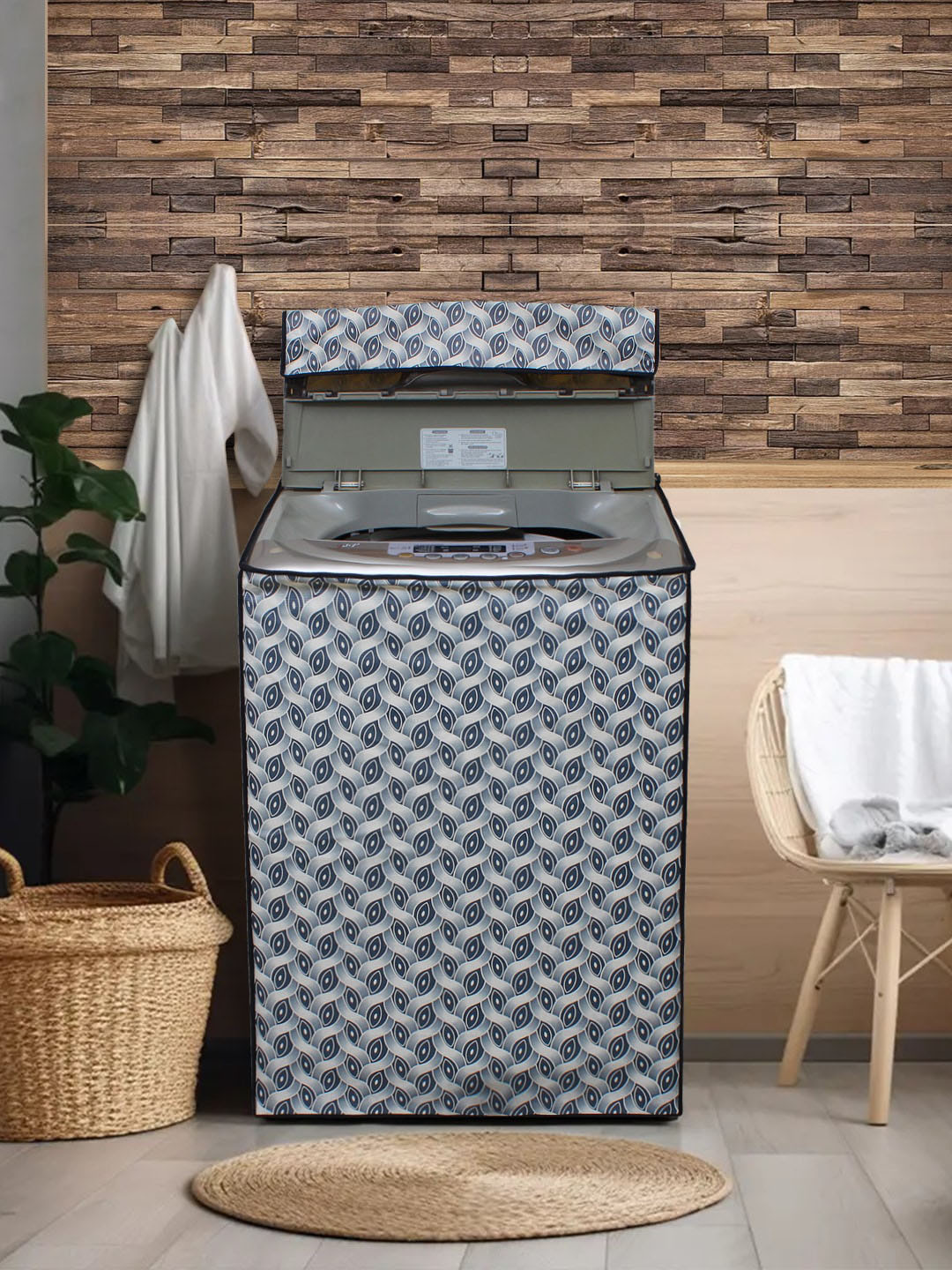 DREAM CARE Blue Printed Waterproof and Dustproof Washing Machine Cover Top Load