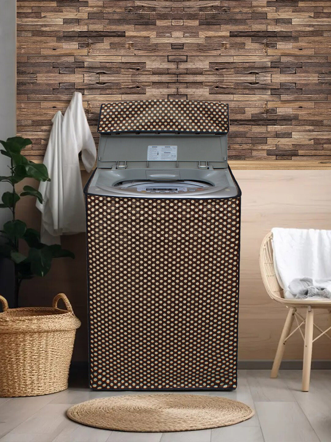 DREAM CARE Brown Printed Waterproof & Dustproof Top Load Washing Machine Covers