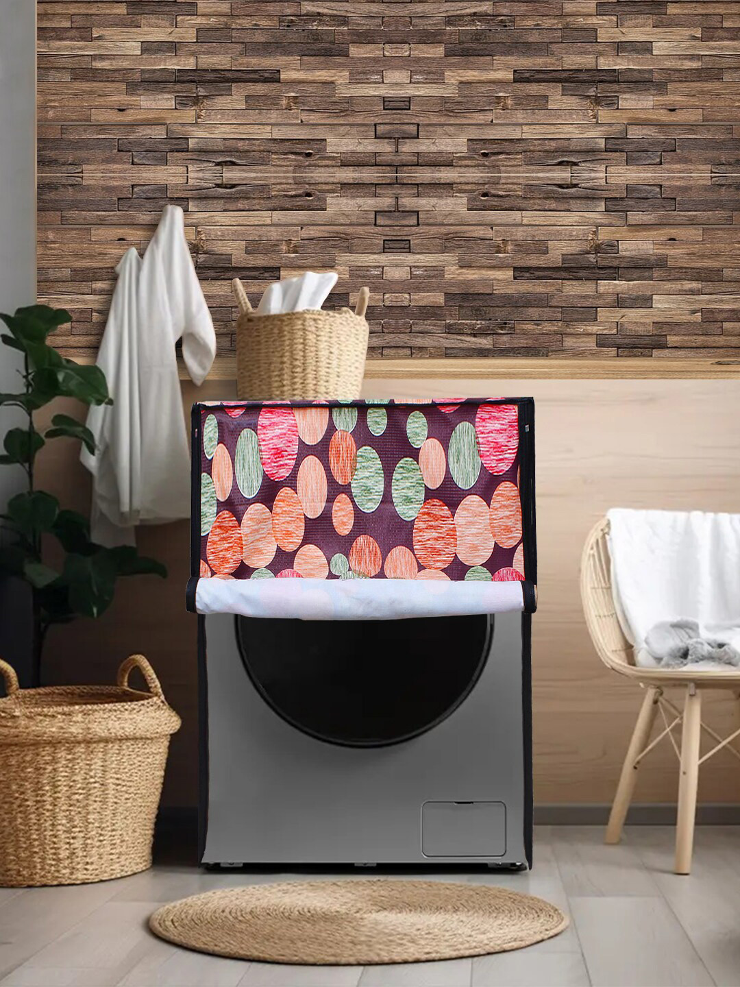 DREAM CARE Pink & Orange Printed Waterproof & Dustproof Washing Machine Appliance covers