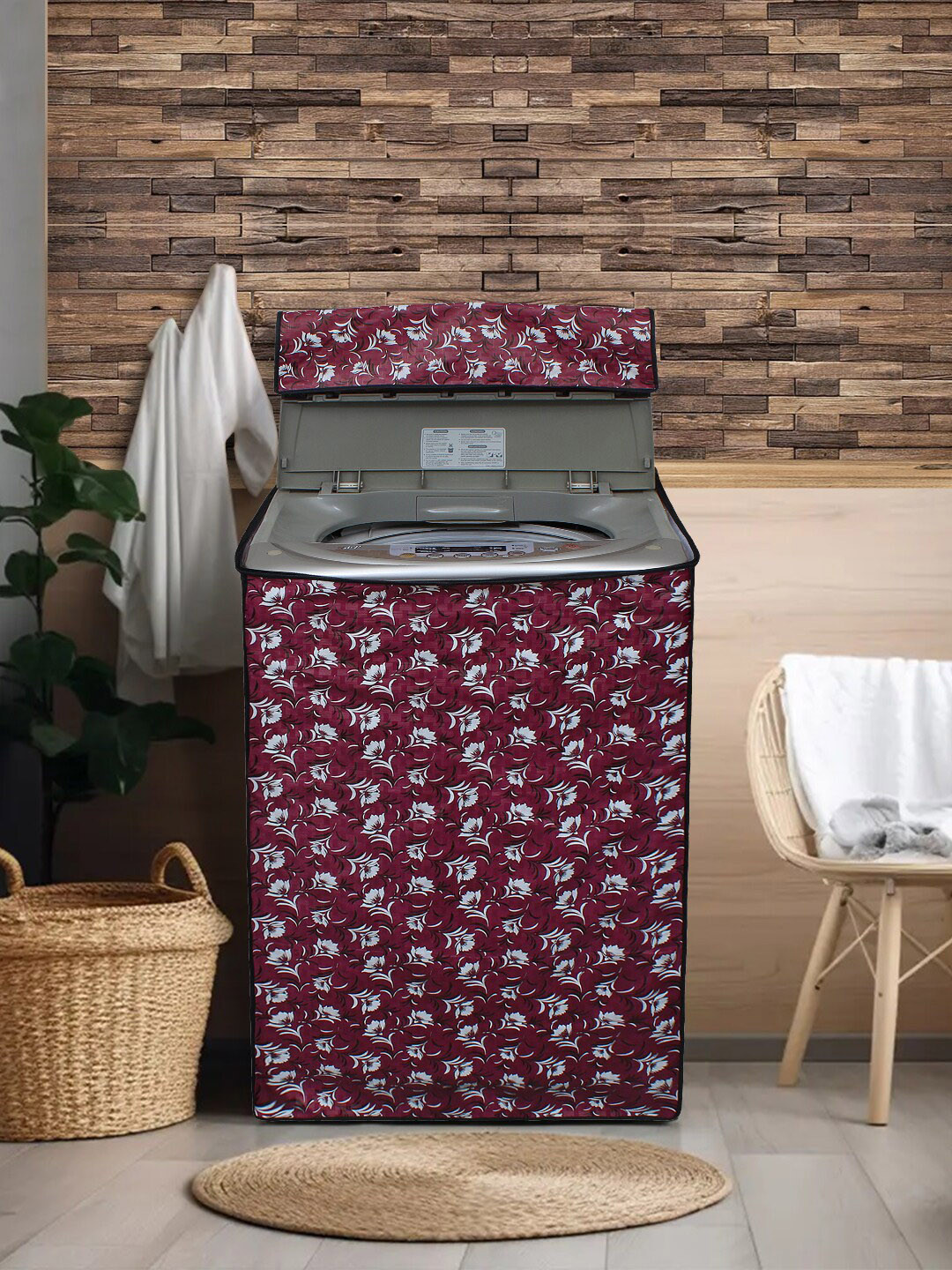 DREAM CARE Red Printed Waterproof & Dustproof Top Load Washing Machine Cover