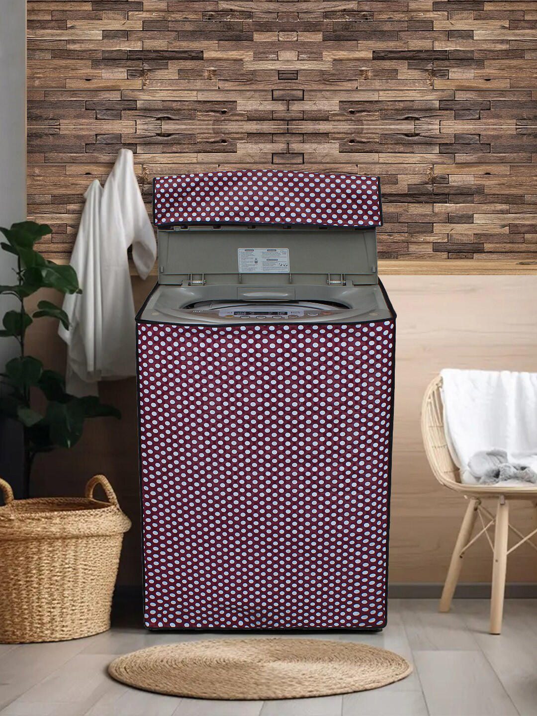 DREAM CARE Purple & White Printed Waterproof & Dustproof Top Load Washing Machine Cover