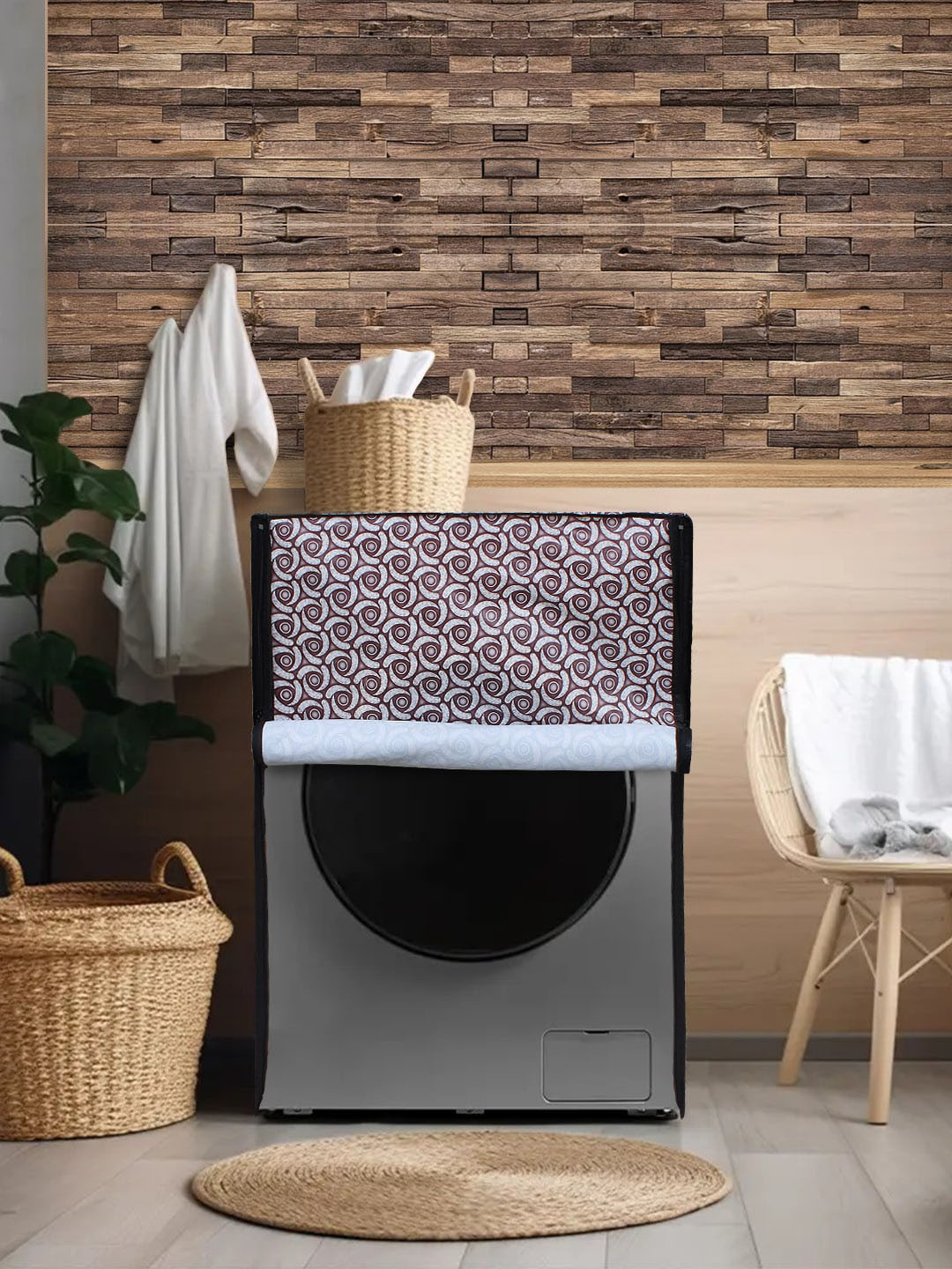 DREAM CARE Maroon Printed Waterproof and Dustproof Front Load Washing Machine Cover