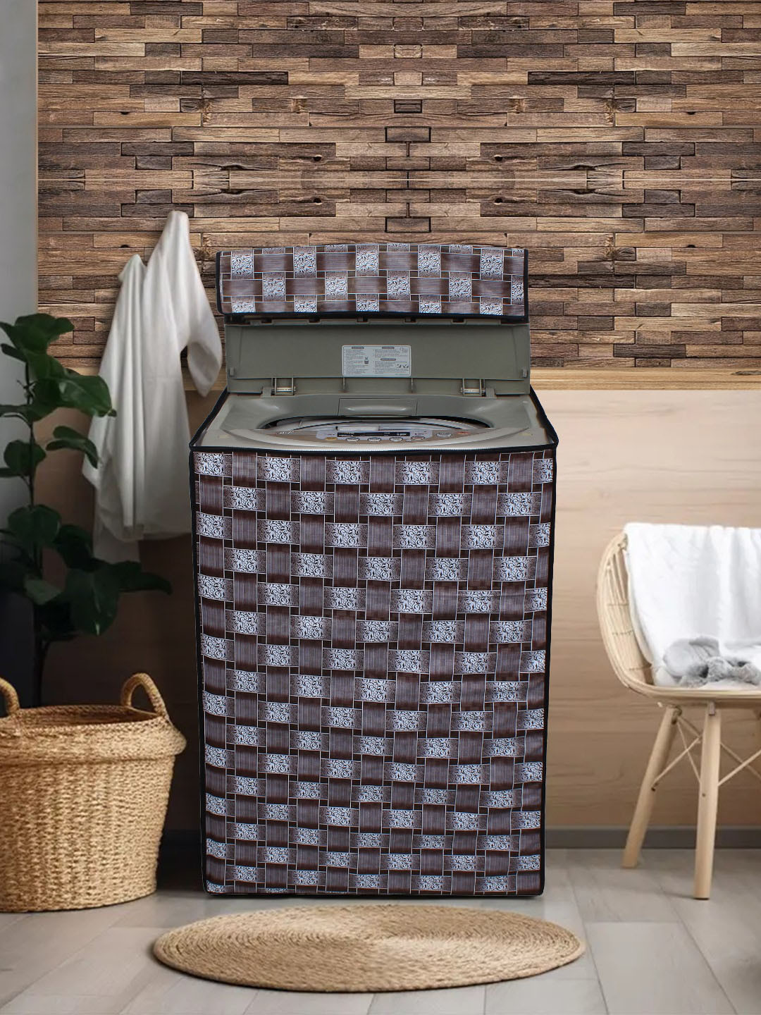 DREAM CARE Brown Printed Waterproof and Dustproof Top Load Washing Machine Cover
