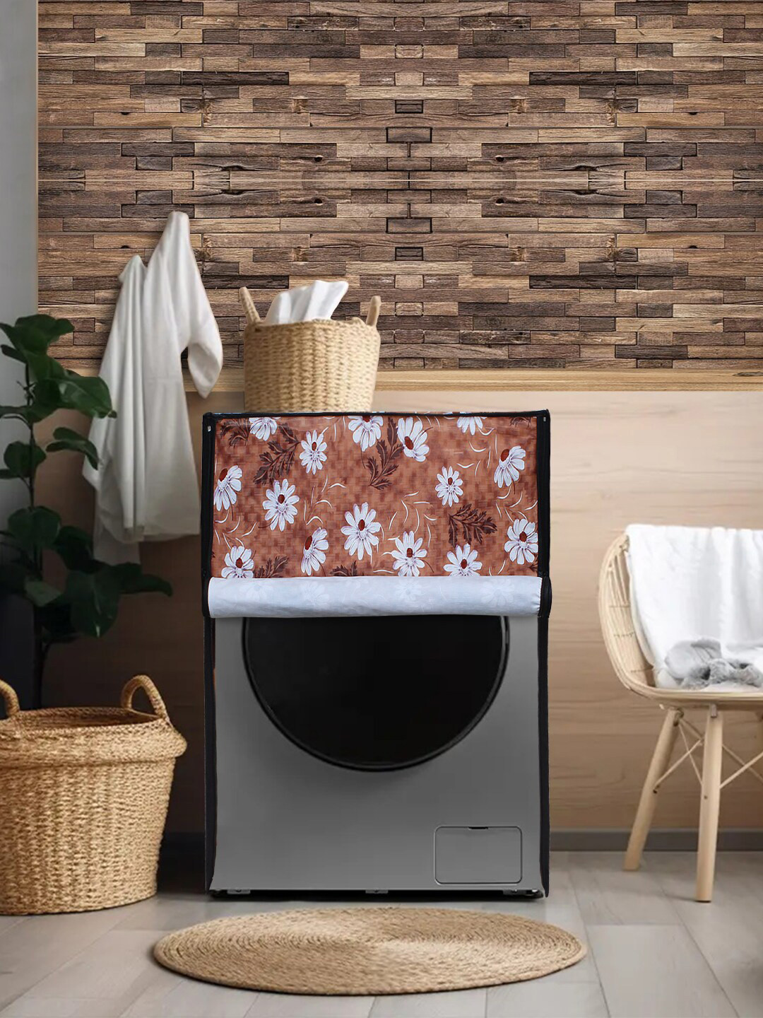 DREAM CARE Brown Printed Waterproof and Dustproof Front Load Washing Machine Cover