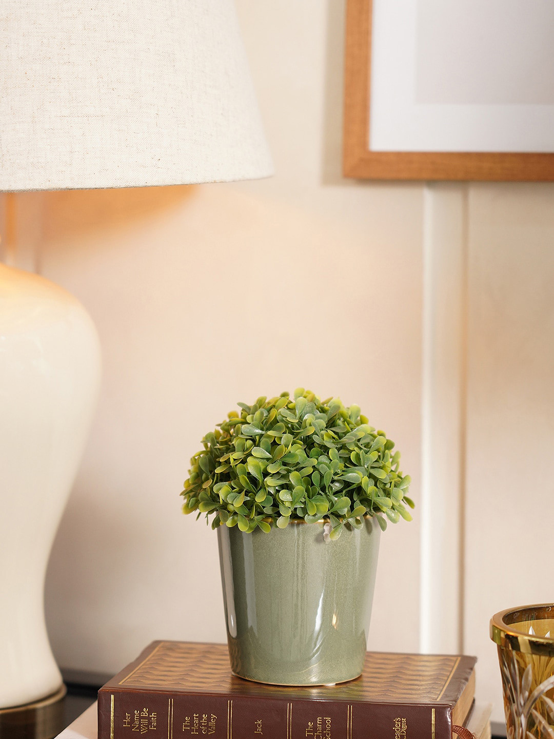 Pure Home and Living Green 2 Pieces Ceramic Small Planters