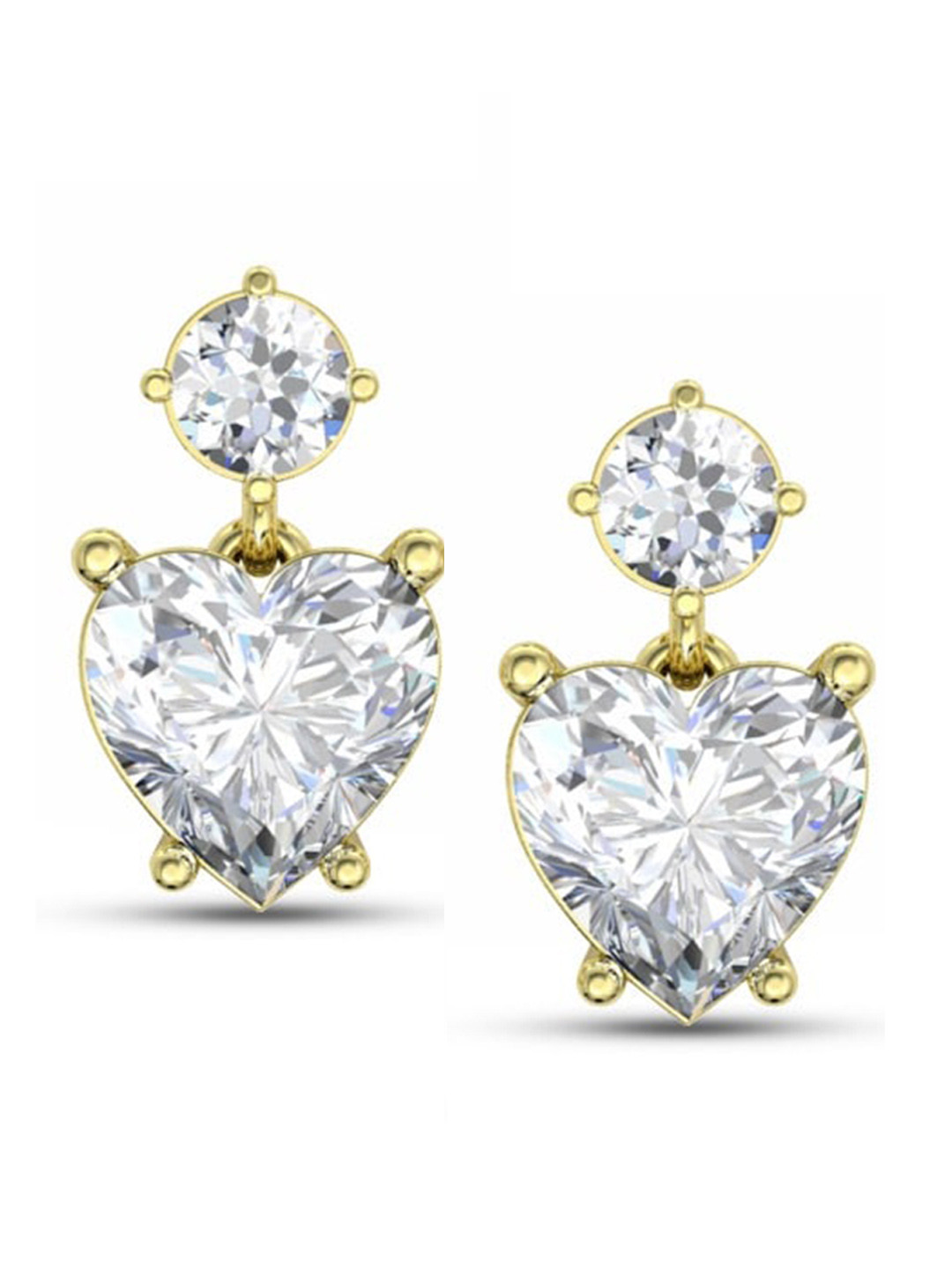 ORIONZ Gold-Plated Contemporary Heart Drop Earrings
