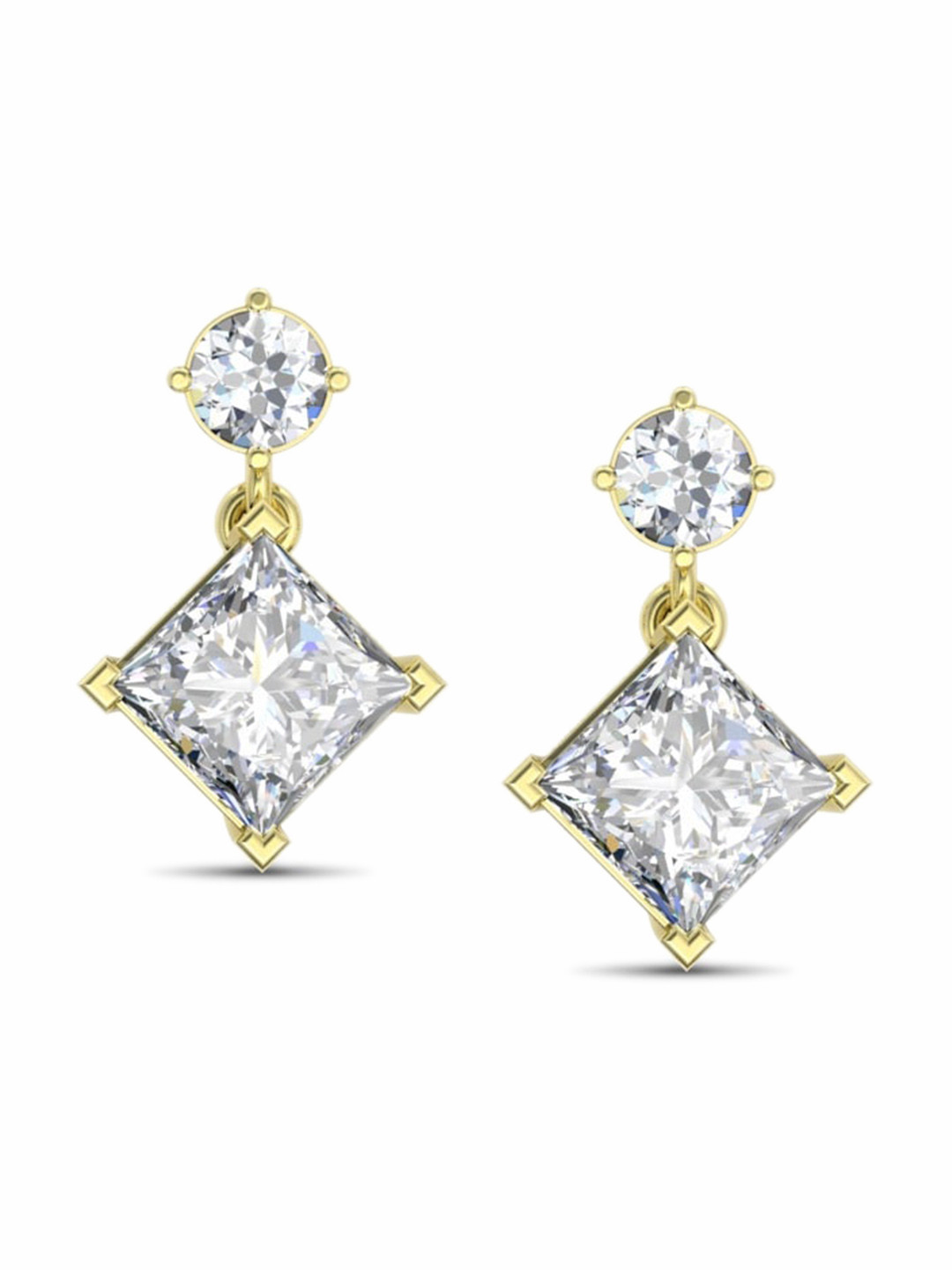 ORIONZ CZ Studded Contemporary Drop Earrings