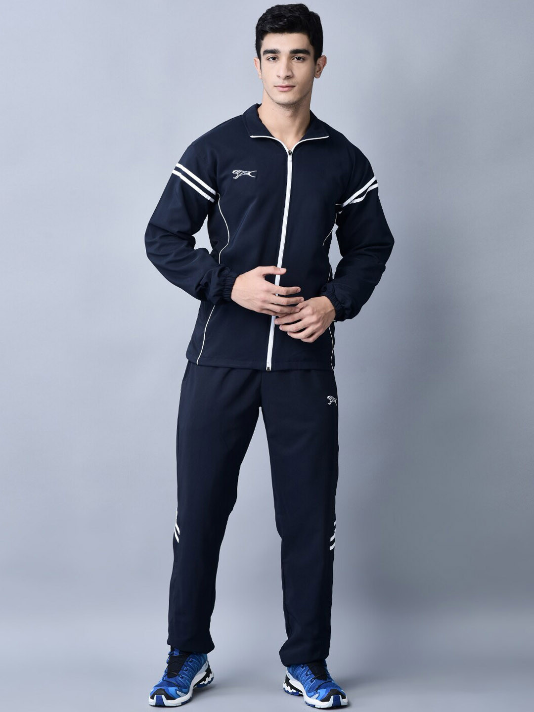 Shiv Naresh Colorblocked Mock-Collar Jacket & Track Pant