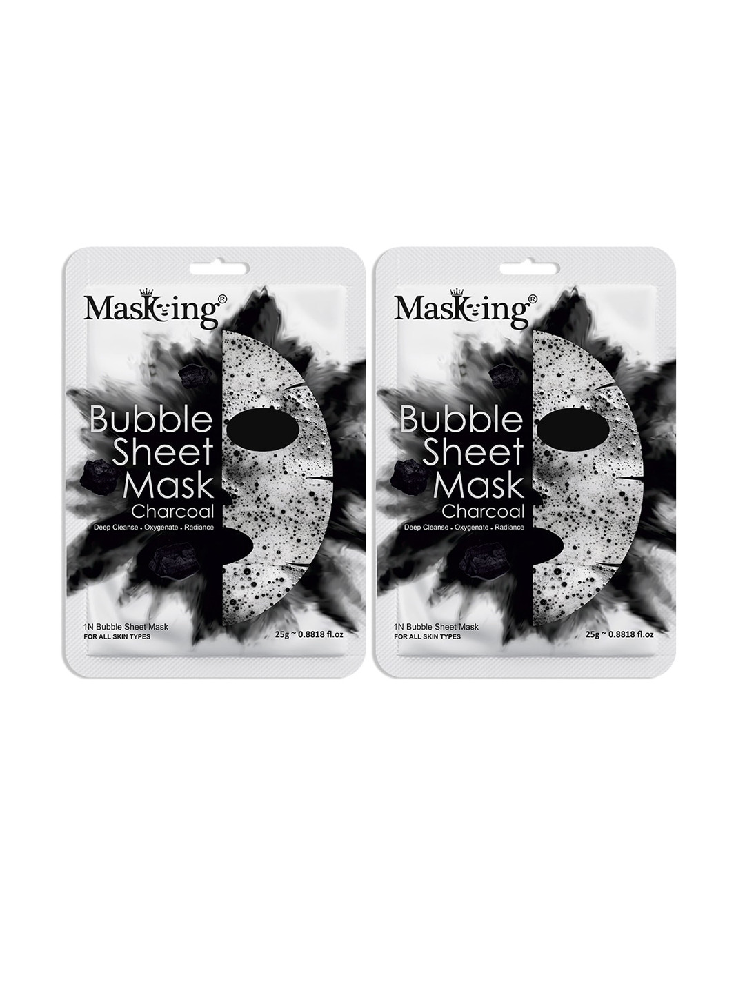 MasKing Bubble Set Of 2 Masking Charcoal Sheet Mask For Anti-Pollution - 25g Each