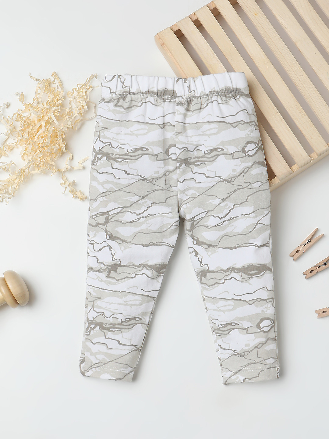 Fancy Fluff Girls Marble Printed Pure Cotton Leggings