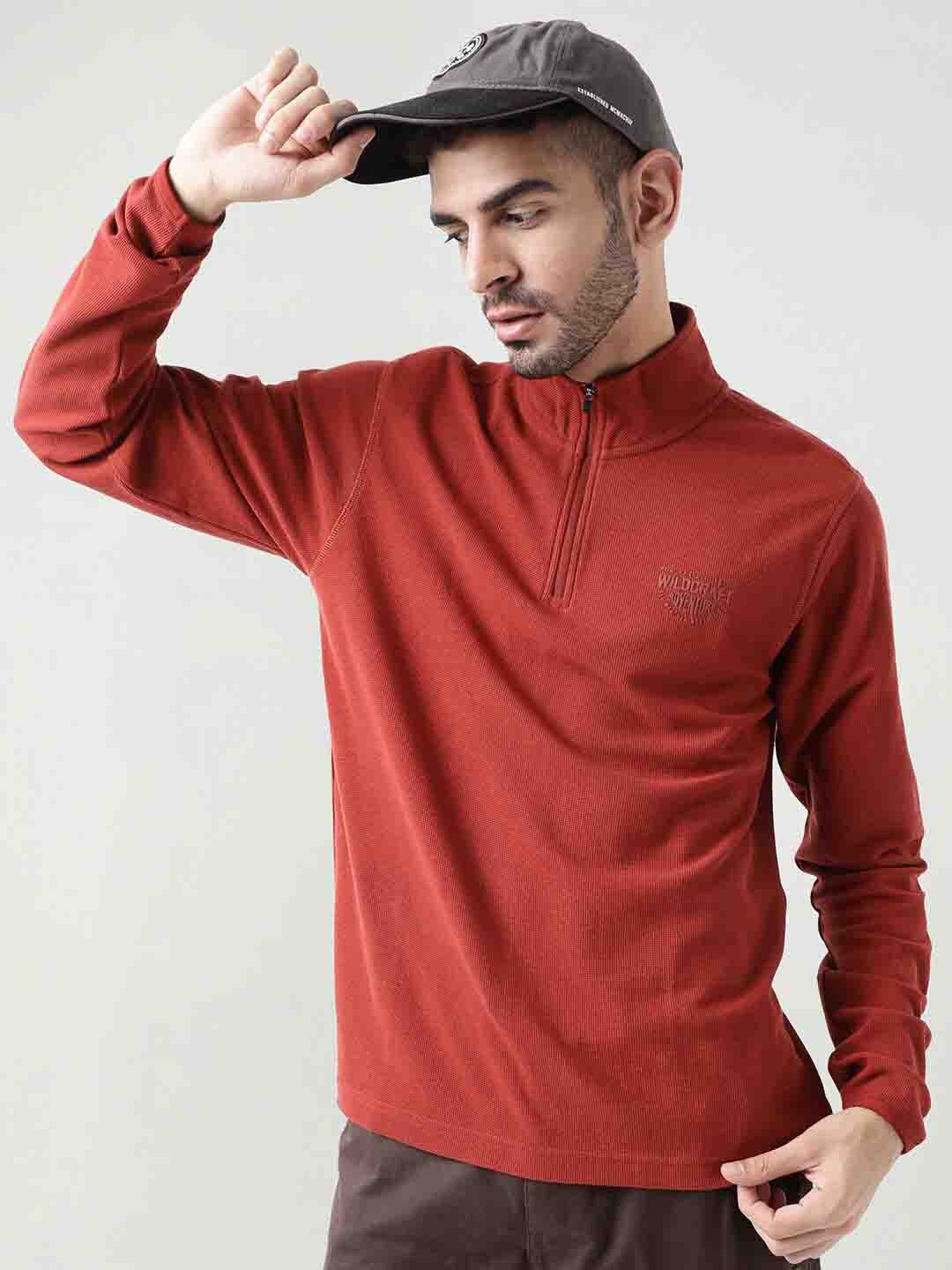 Wildcraft High Neck Anti Odour Technology Half Zipper Cotton T-shirt