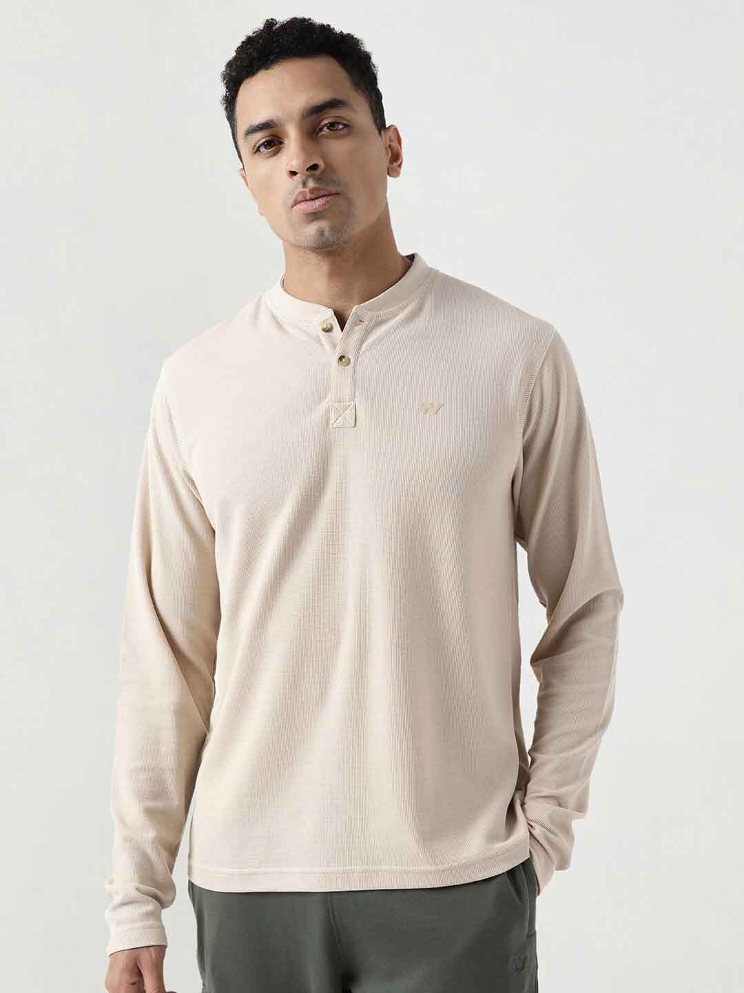 Wildcraft Self Design Henley Neck Cotton T-Shirt