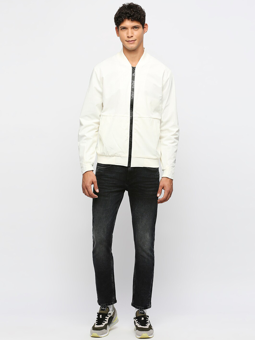 Pepe Jeans Henley Neck Long Sleeves Cut Sew Lightweight Bomber Jacket