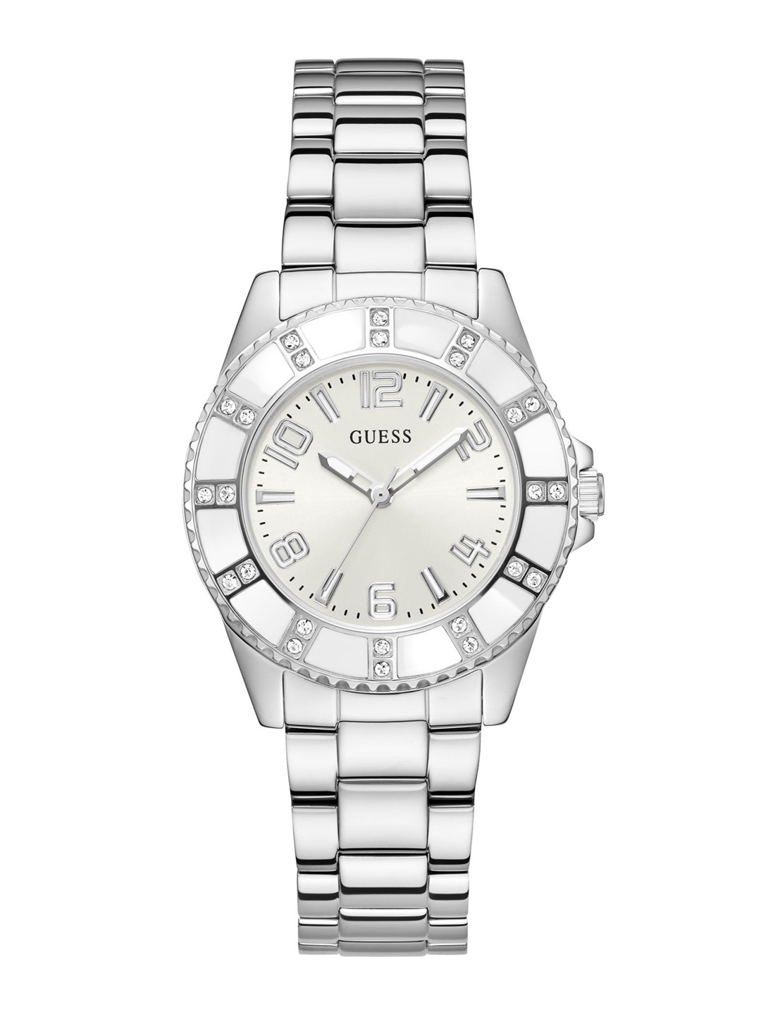 GUESS Women Printed Dial & Stainless Steel Bracelet Style Straps Digital Watch U1391L1M