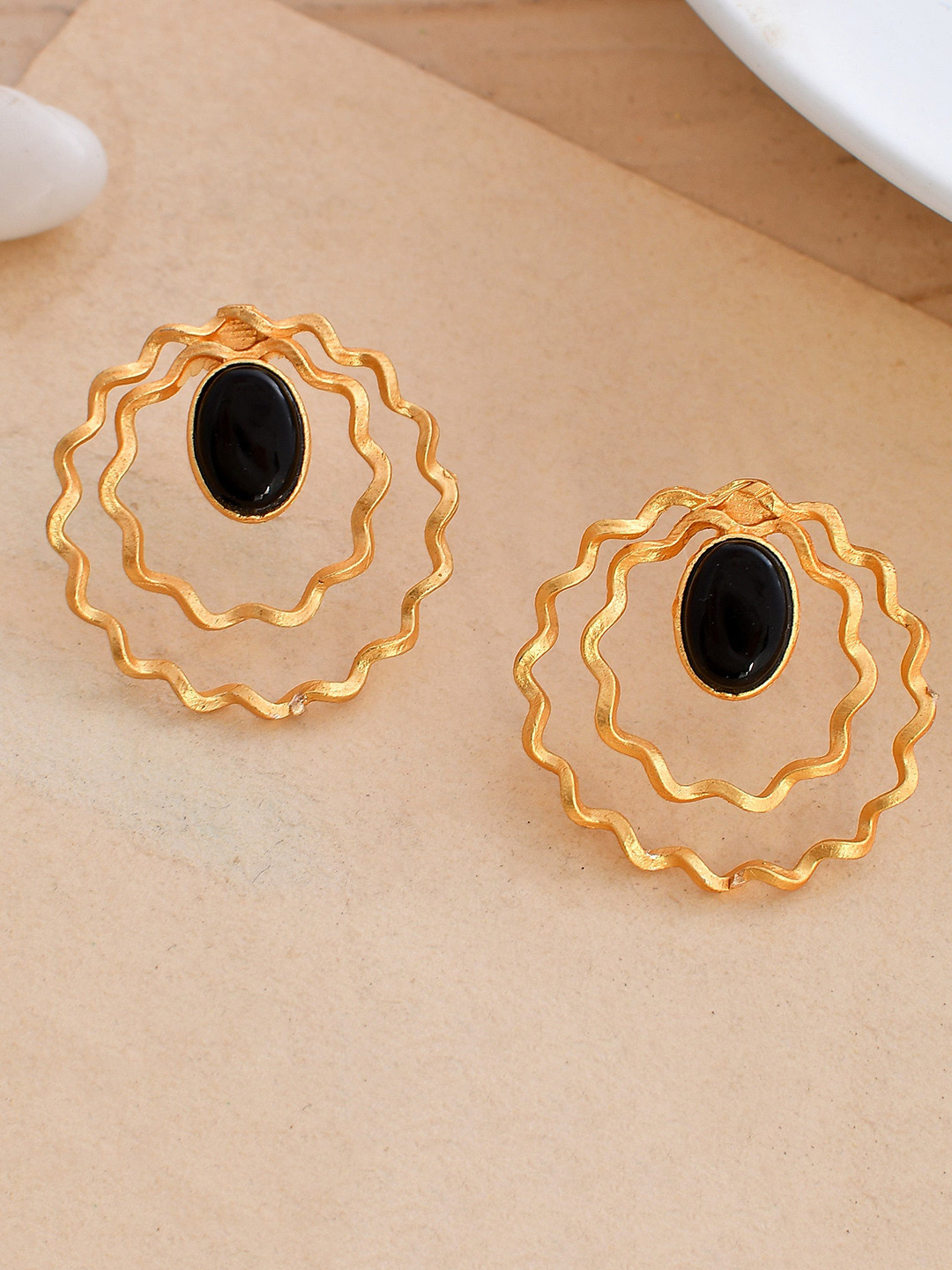 Silvermerc Designs Gold Plated Dome Shaped Stud Earrings