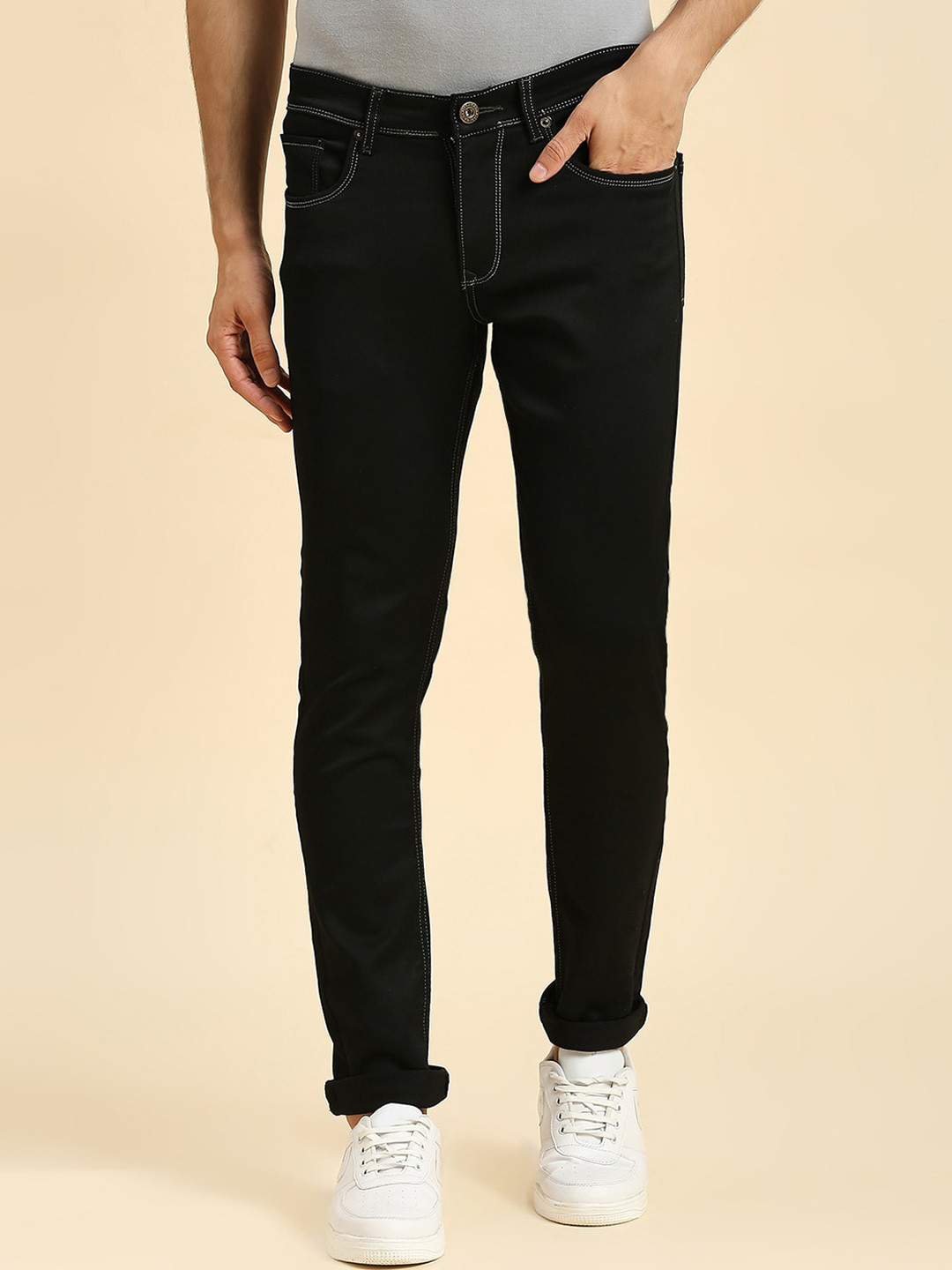 HJ HASASI Men Acid Wash Mid Rise Stretchable Clean Look Jeans