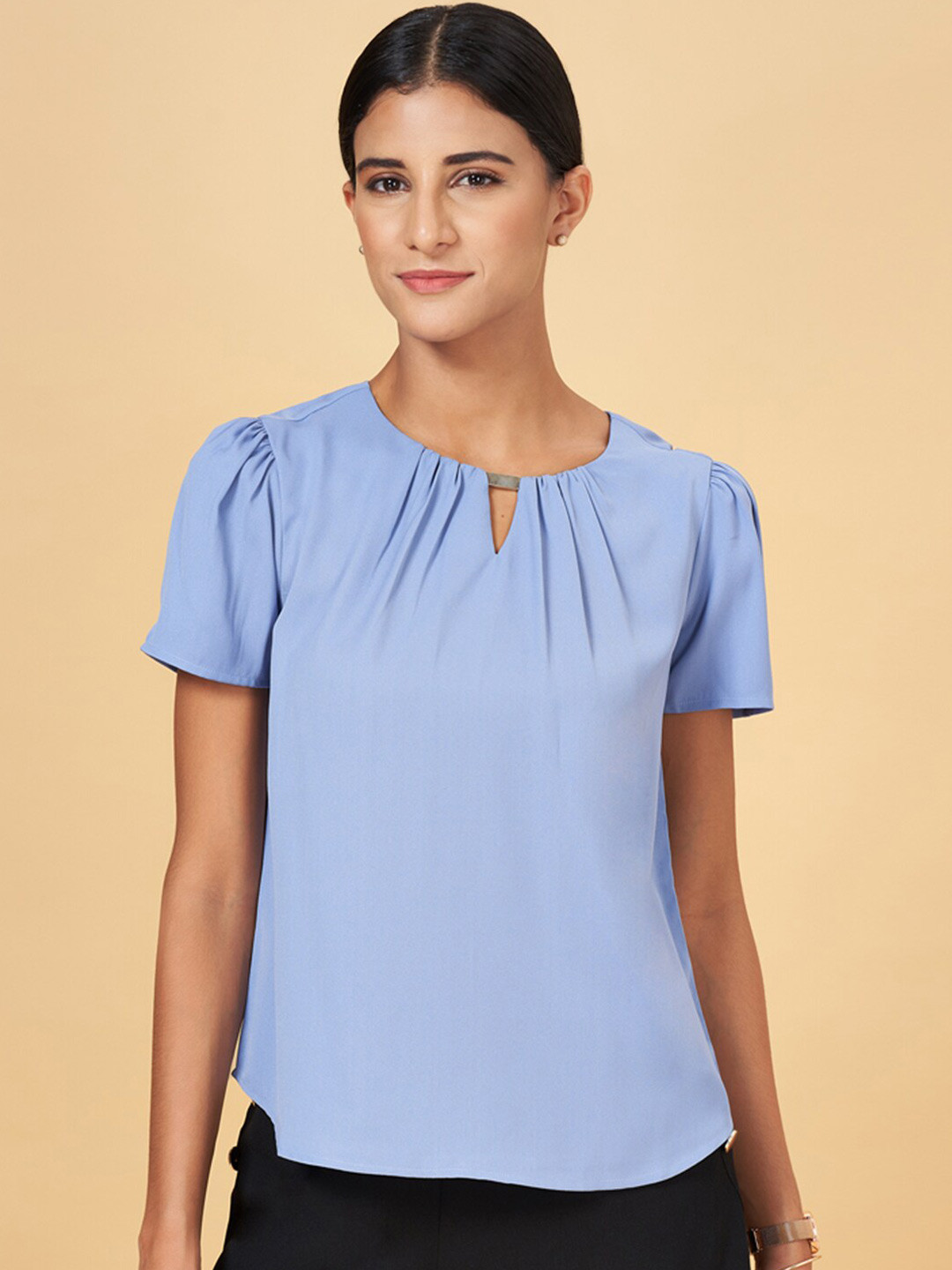 Annabelle by Pantaloons Keyhole Neck Puff Sleeve Formal Top