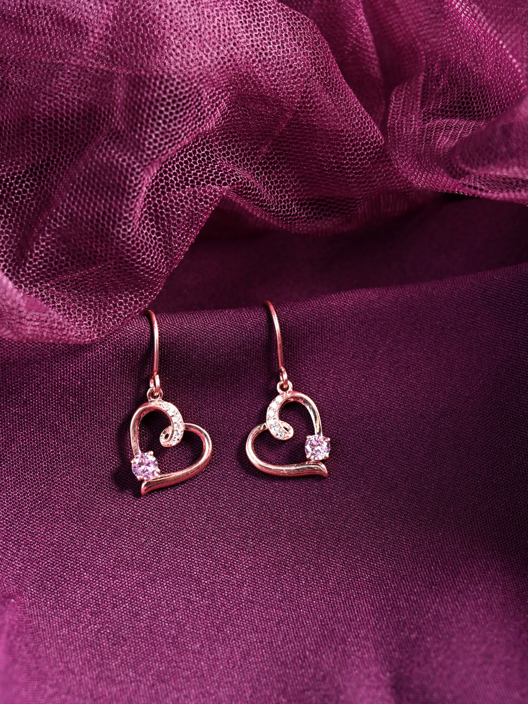 Clara Rose Gold Contemporary Cubic Rose Gold-Plated Zirconia Studs Earrings