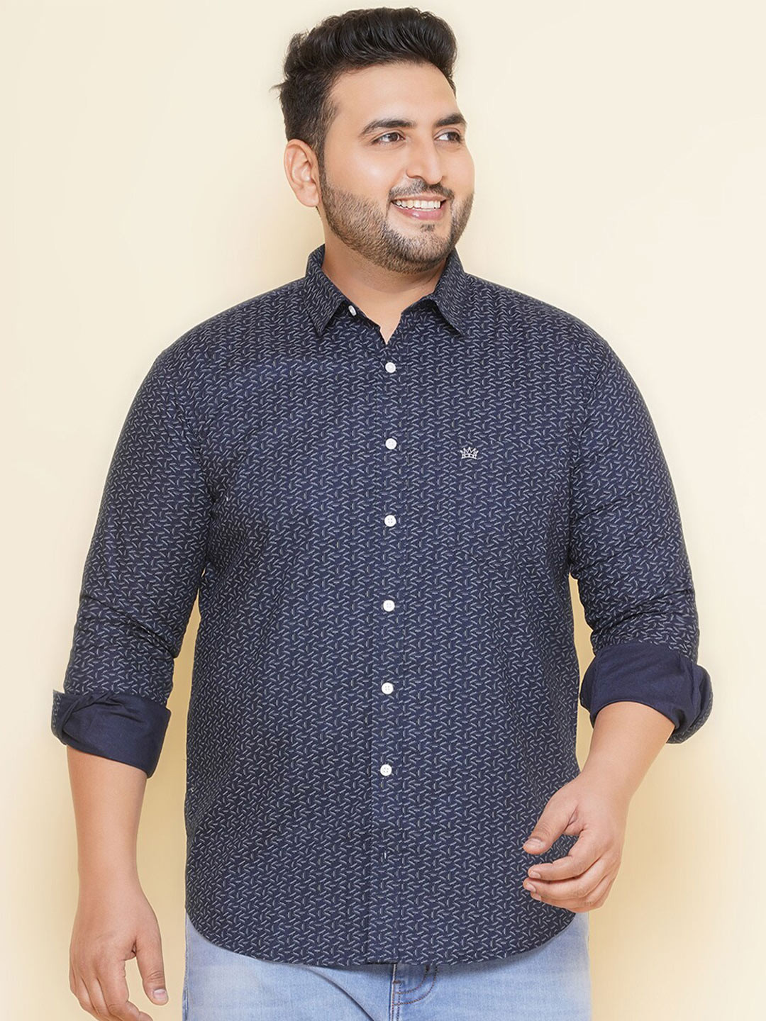 John Pride Plus Size Men Regular Fit Blue Shirt