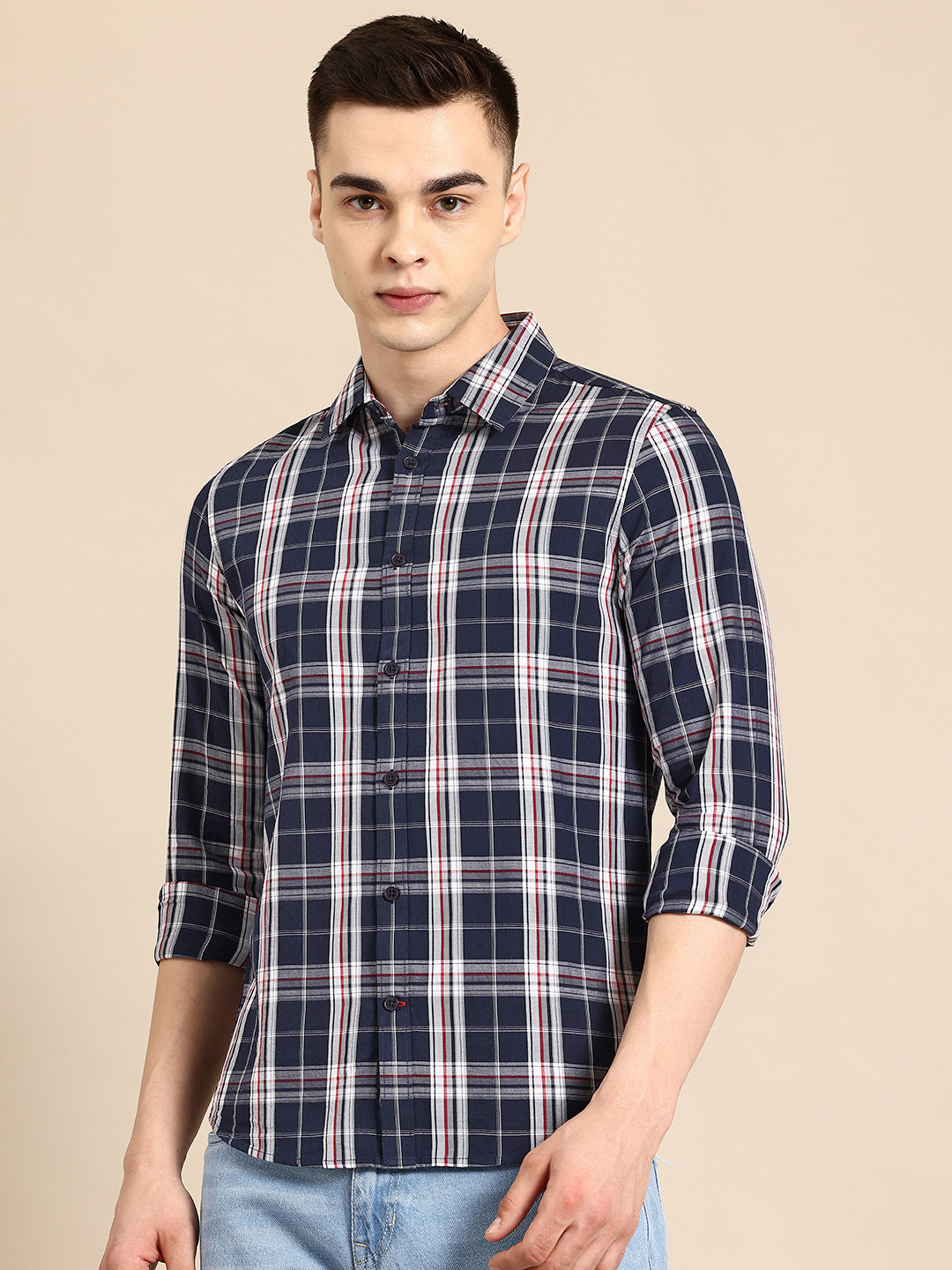Being Human Tartan Checked Pure Cotton Casual Shirt