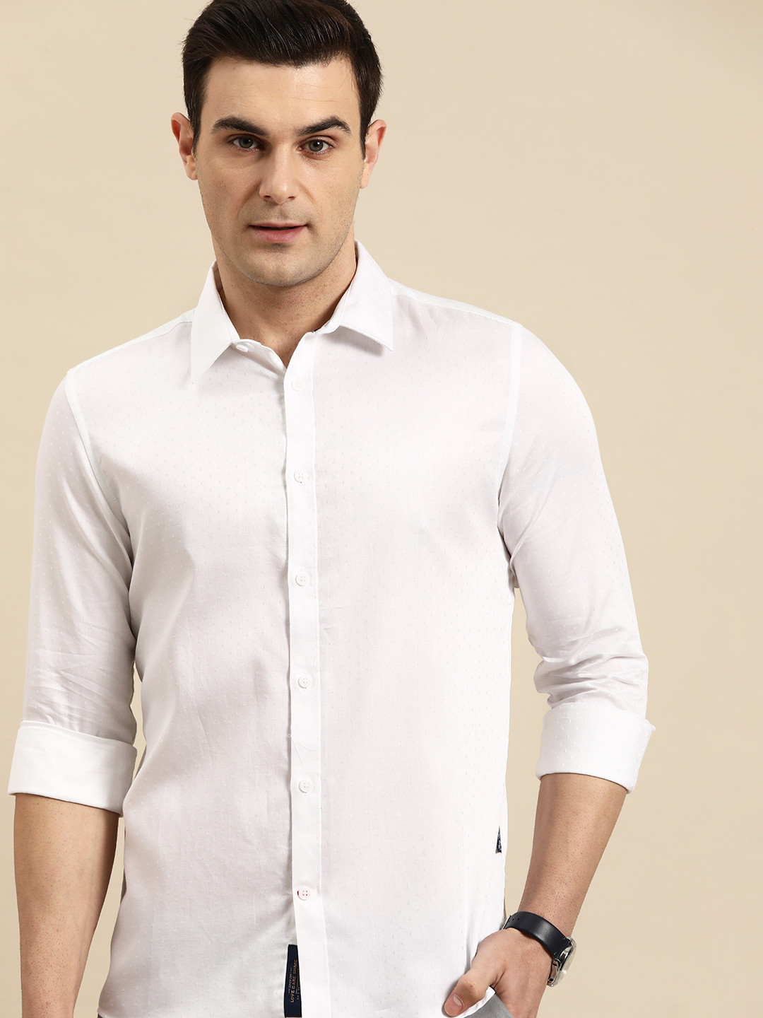 Being Human Dobby Woven Pure Cotton Slim Fit Opaque Casual Shirt